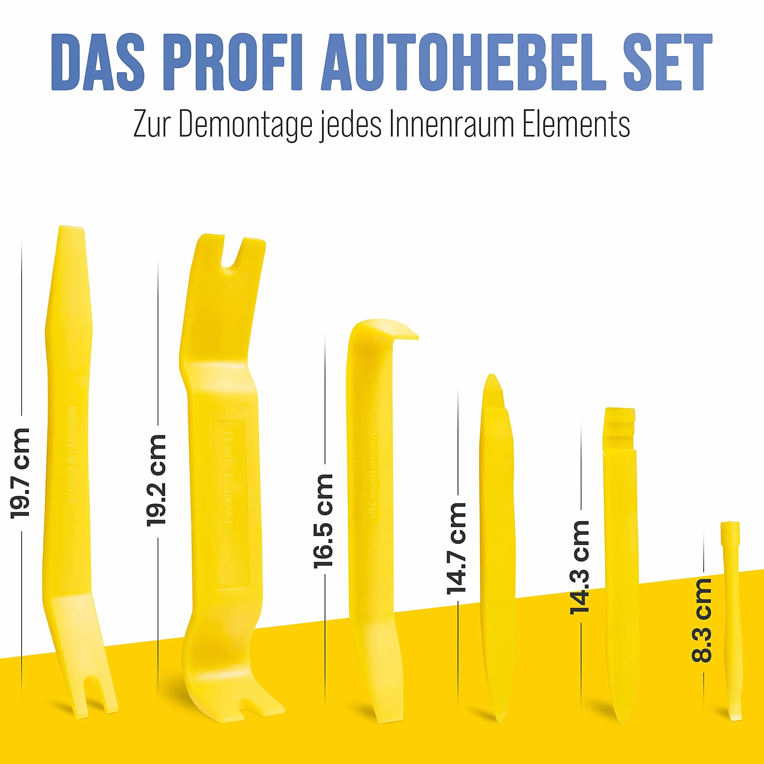 SCHMITZ.Tools Zestaw narzędzi do demontażu listew ozdobnych + narzędzie dźwigniowe (6 części), narzędzia do demontażu samochodu, do okładzin drzwi, plastikowe kliny, narzędzia do okładzin