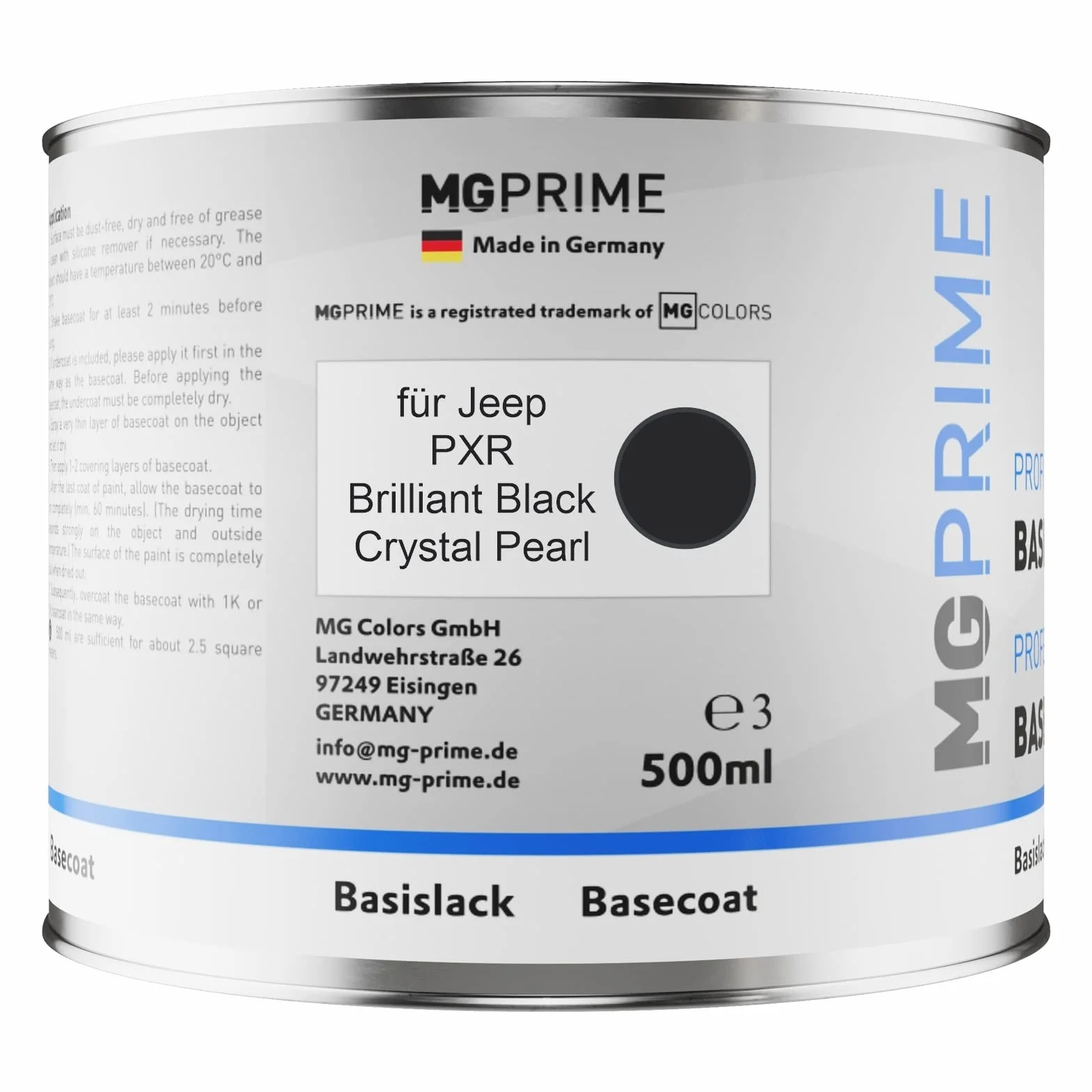 MG PRIME Lakier samochodowy Zestaw puszka gotowa do natrysku dla Jeep PXR Brilliant Black Crystal Pearl lakier bazowy + lakier bezbarwny 2K 1,25L