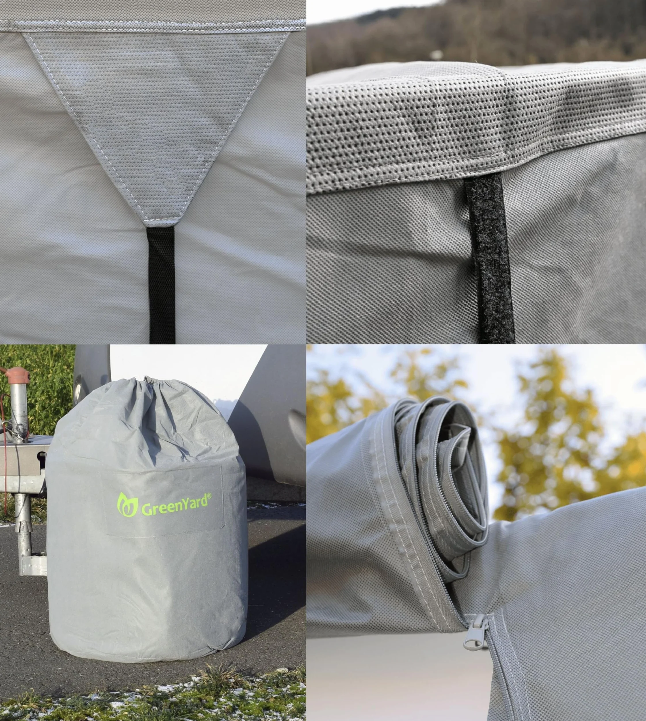 GreenYard® Pokrowiec na przyczepę kempingową lub kamper | Rozmiar M 550 x 250 x 220 cm | Osłona kempingowa | Ochrona przed kurzem i wilgocią | Oddychający | Trwały