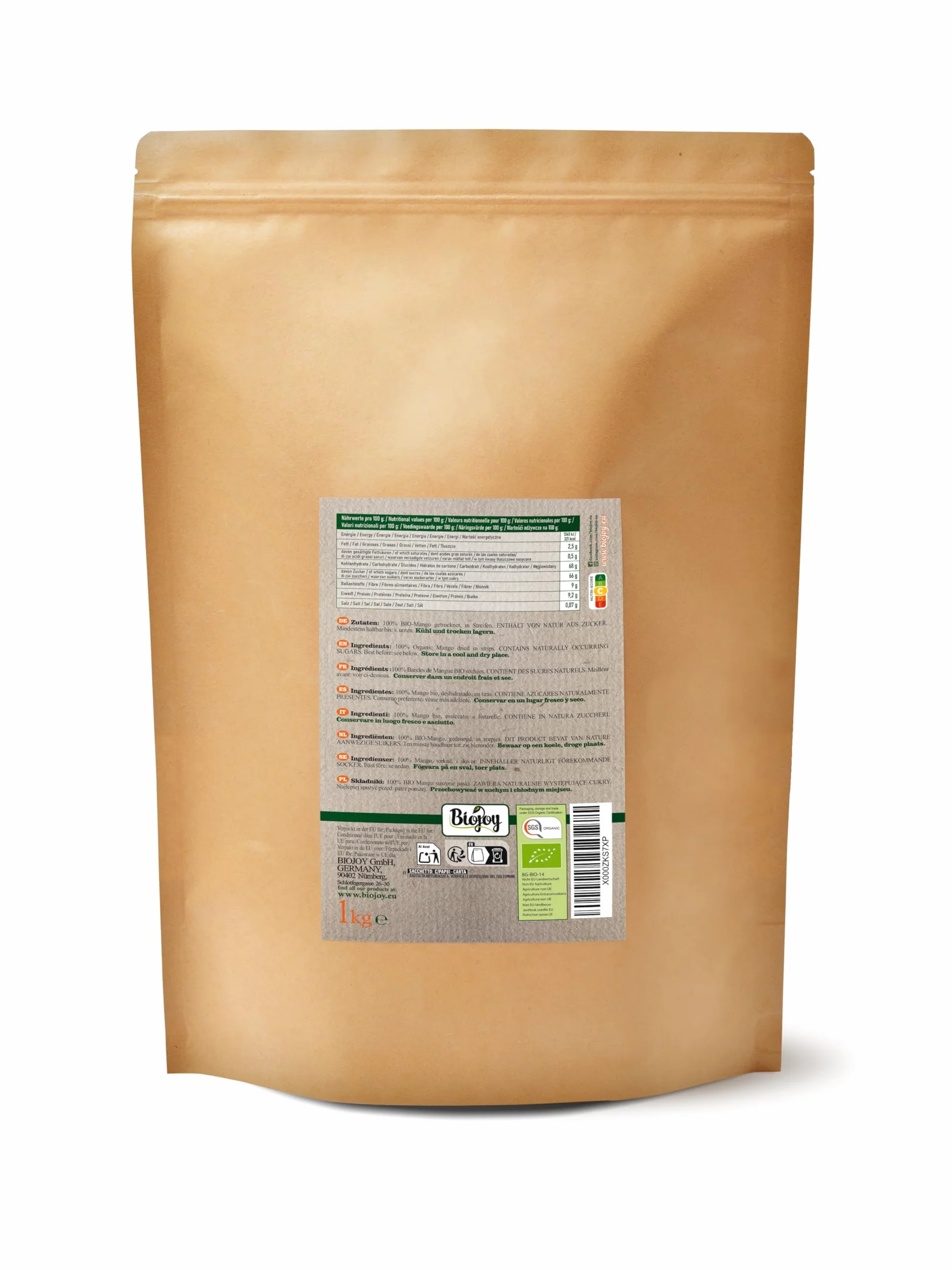 Biojoy suszone mango Brooks 1 kg bez siarczynów