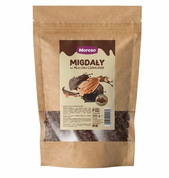 Moreso Migdały prażone w mlecznej czekoladzie 500g