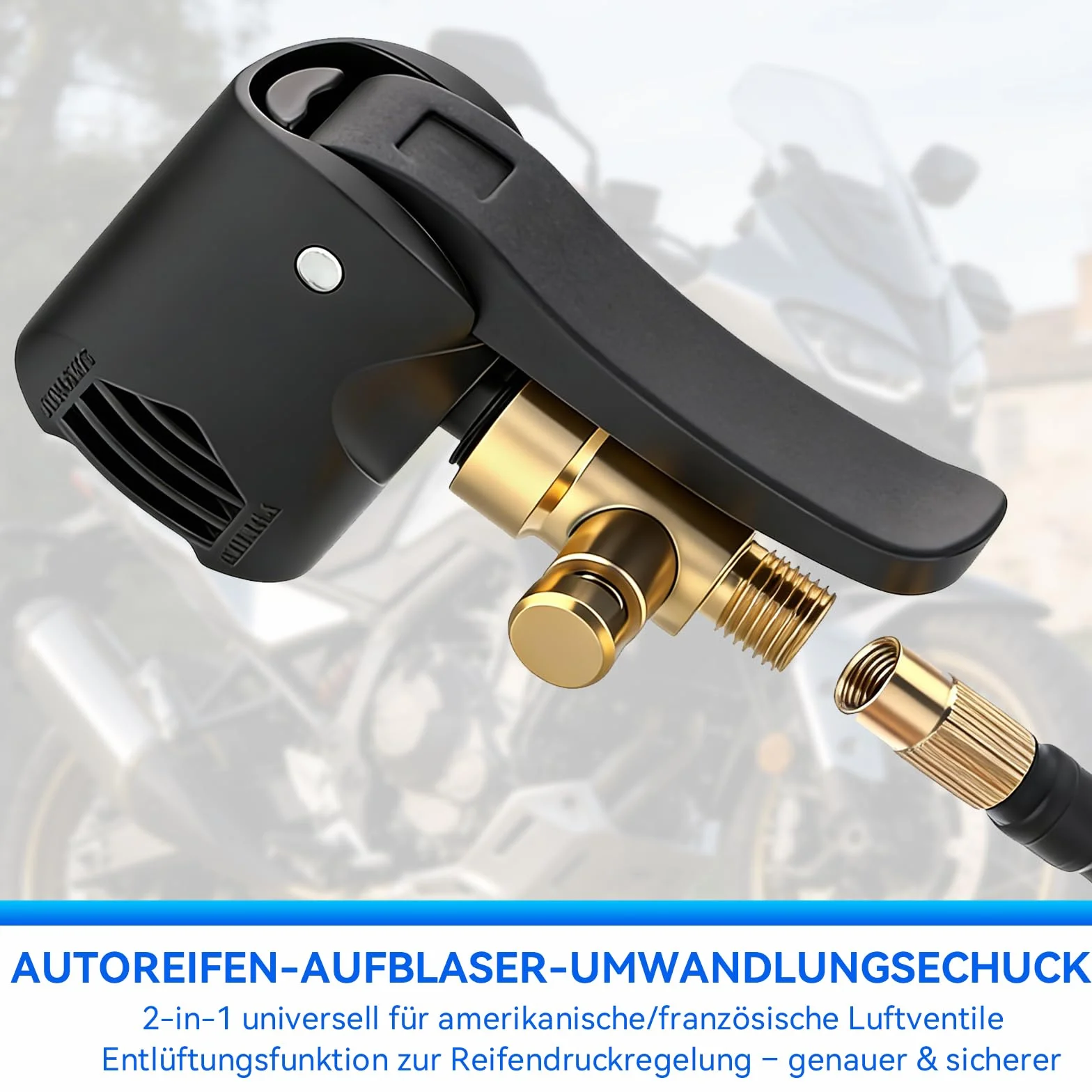 Adapter do wentylu francuskiego mosiężny 2 sztuki z wężem do pompowania opon rower motocykl samochód ciężarówka czarny