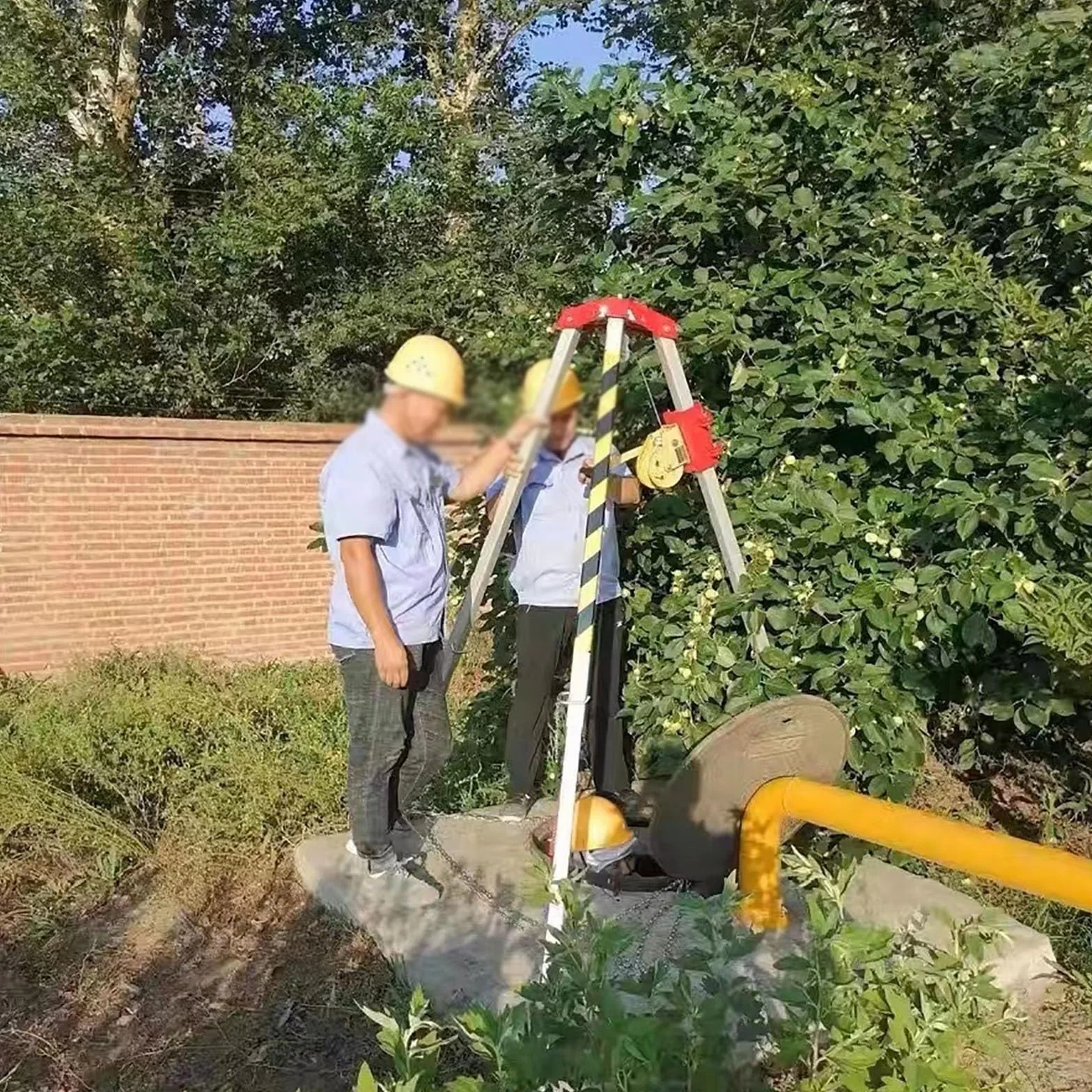 Wciągnik łańcuchowy, Wyciągarka trójnożna do ratownictwa w przestrzeniach zamkniętych, samoblokująca, regulowana, 4,6-7 stóp, różne rozmiary(1200lbs winch+safety belt)