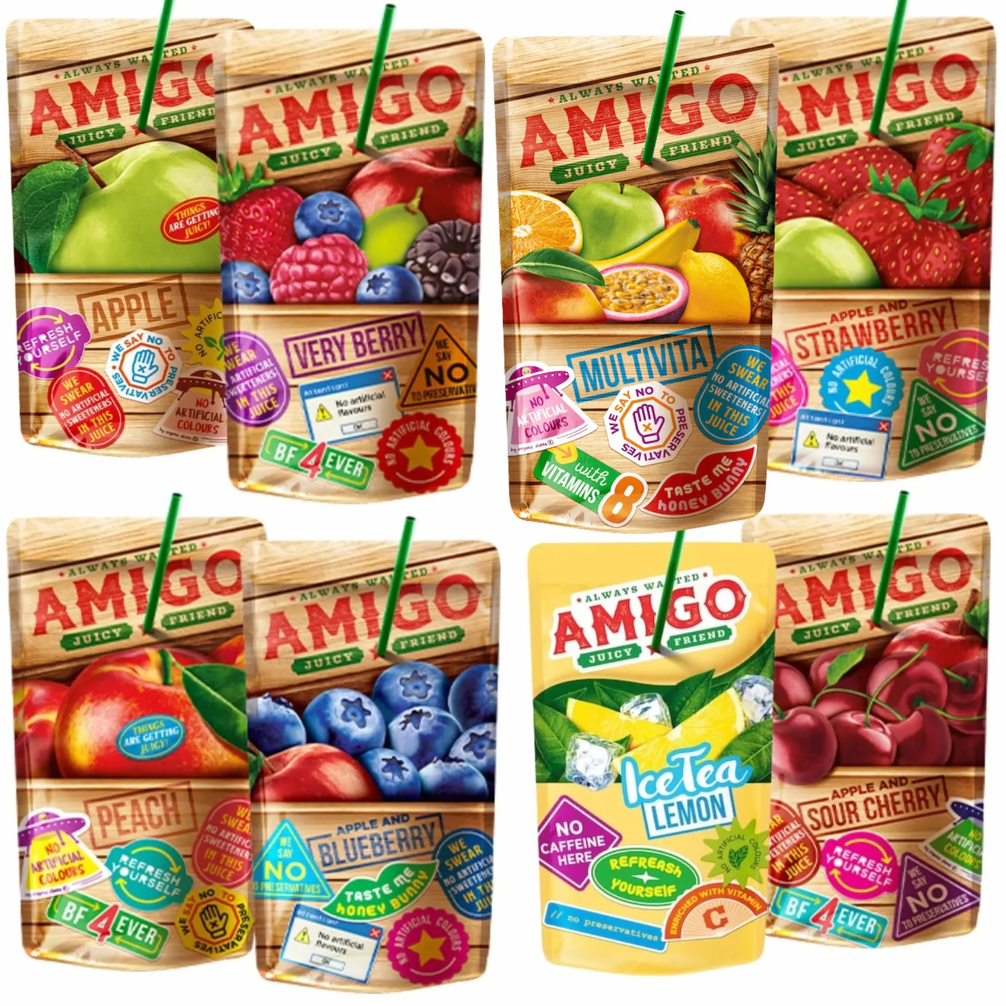 Amigo Juicy Friend sok owocowy dla dzieci ze słomką 8 szt