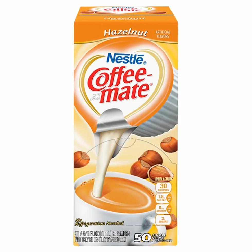 Coffee-mate krem do orzechów laskowych, 50 kremów, pudełko od Coffee-mate