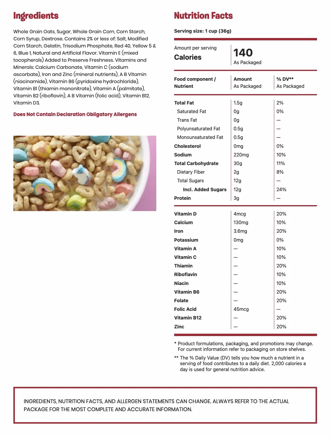 American Brands - Lucky Charms Marshmallow Cereal - 652g, Amerykańskie płatki śniadaniowe, Kolorowe pianki, Słodkie śniadanie, Płatki dla dzieci
