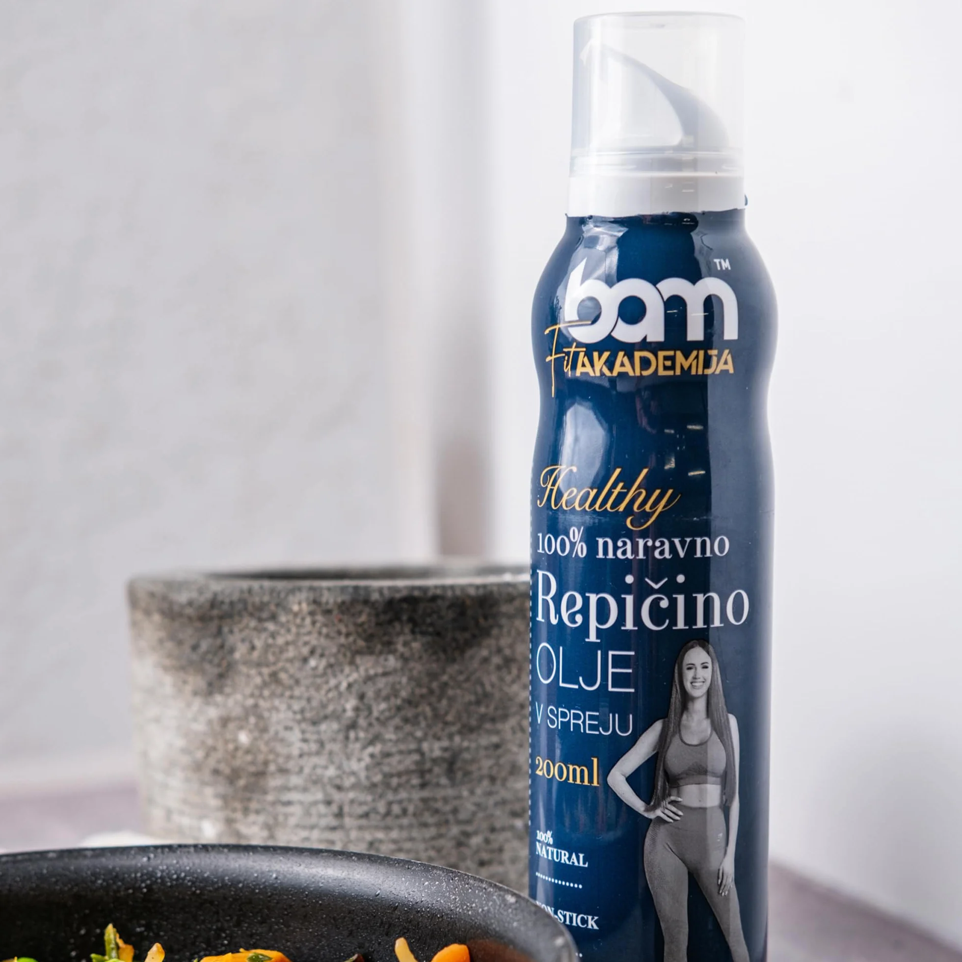 BAM Olej rzepakowy w sprayu, Naturalny 100% olej w sprayu do gotowania, Do zdrowego gotowania i smażenia, 200 ml