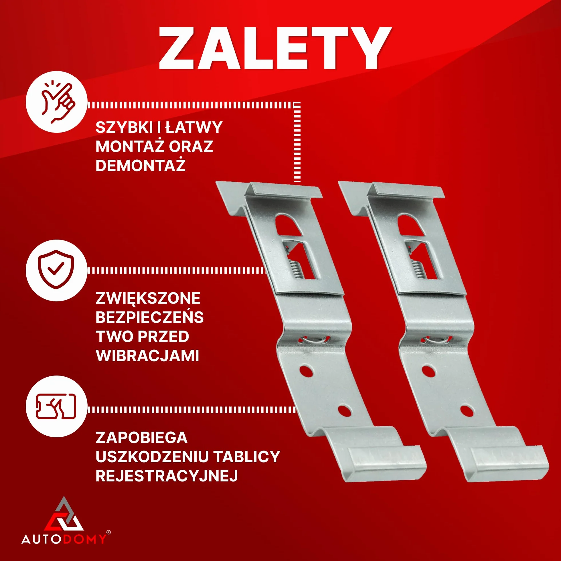 Autodomy Zestaw 4 Uchwytów na Tablicę Rejestracyjną do Przyczepy 125x25 mm | Uniwersalny Stalowy Uchwyt Tablicy Rejestracyjnej + 8 Wkrętów | Do Samochodu, Przyczepy, Ciężarówki