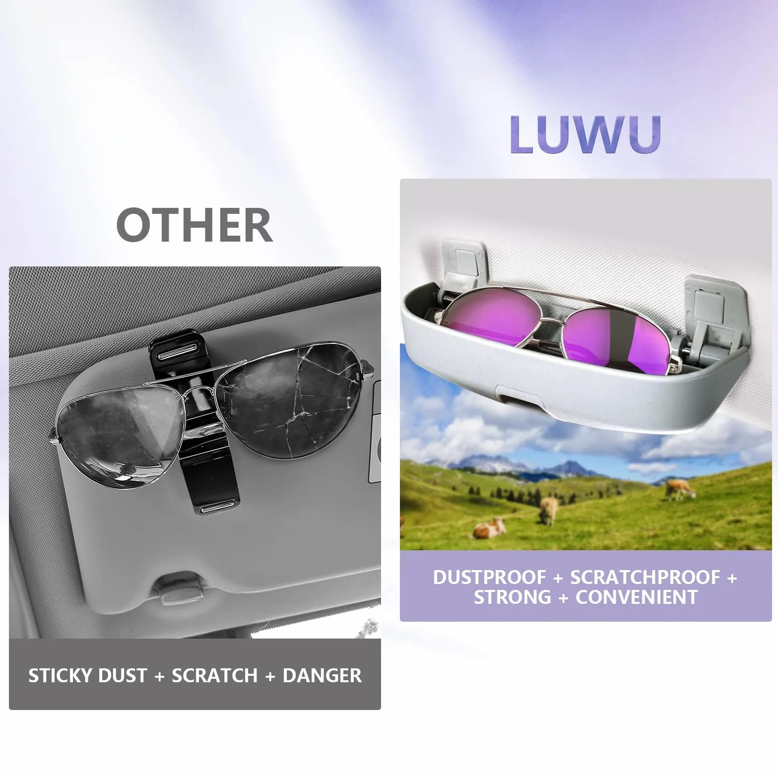 LUWU Uchwyt na okulary słoneczne do samochodu dla VW Golf 8 ID.3 ID.4 Passat b9 / Cuprα Born/Skodα Enyaq iV/Octavia 4 / A-UDI Q4 e-tron 2020-2024 2025, Golf 8 GTI GTE GTD MK8 akcesoria do wnętrza