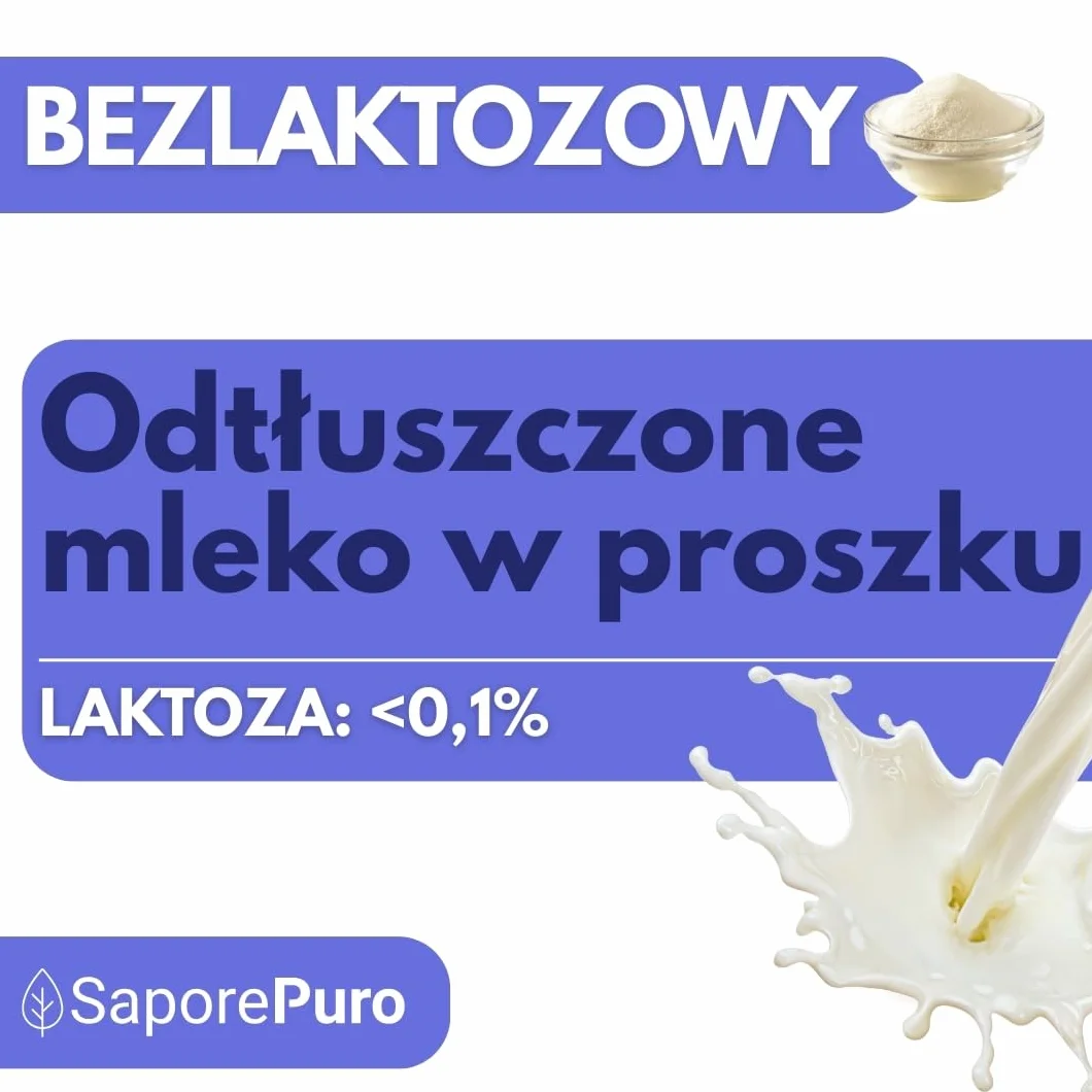 SaporePuro Odtłuszczone Mleko w Proszku Bez Laktozy 1 kg | Wysoka Rozpuszczalność | Idealne do Ciast, Chleba i Lodów | Zastosowanie Profesjonalne i Przemysłowe | Bez Laktozy | Bezglutenowe