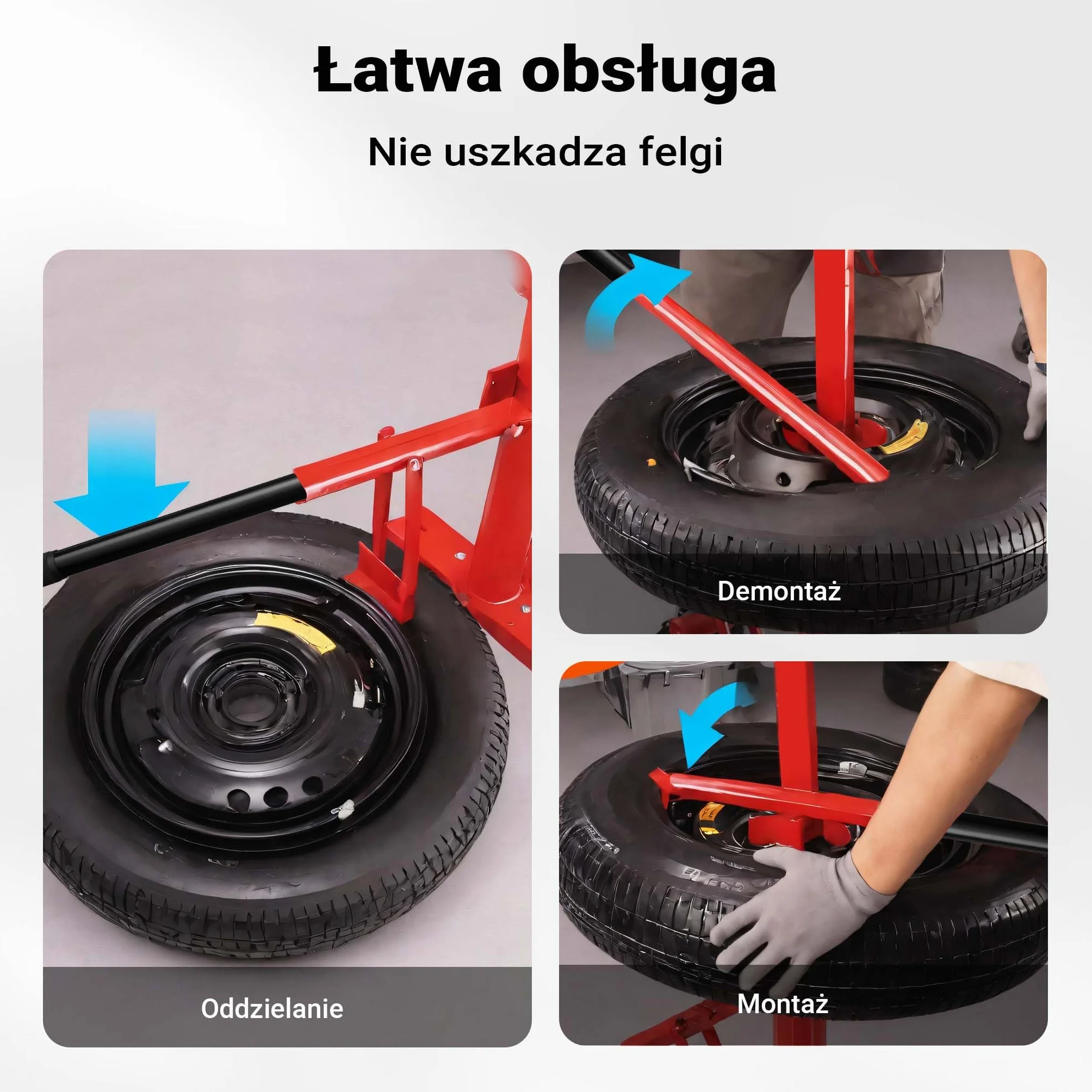 Wiltec Montażownica do opon 4"-21″ osi Ø 12-25 mm, uniwersalne urządzenie ze stali do ręcznego montażu i demontażu opon