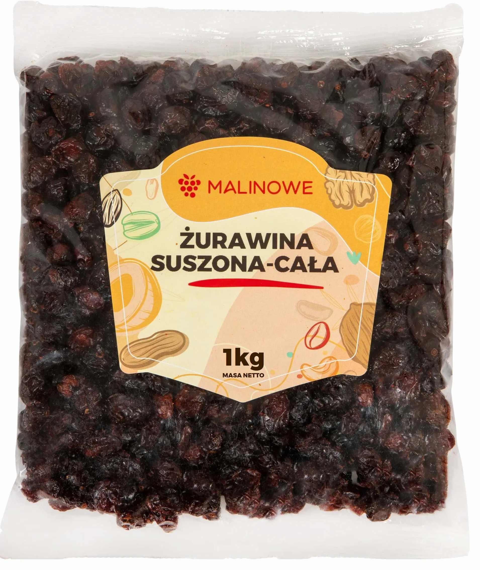 Malinowe ŻURAWINA SUSZONA 1kg Całojagodowa Wysoka Jakość