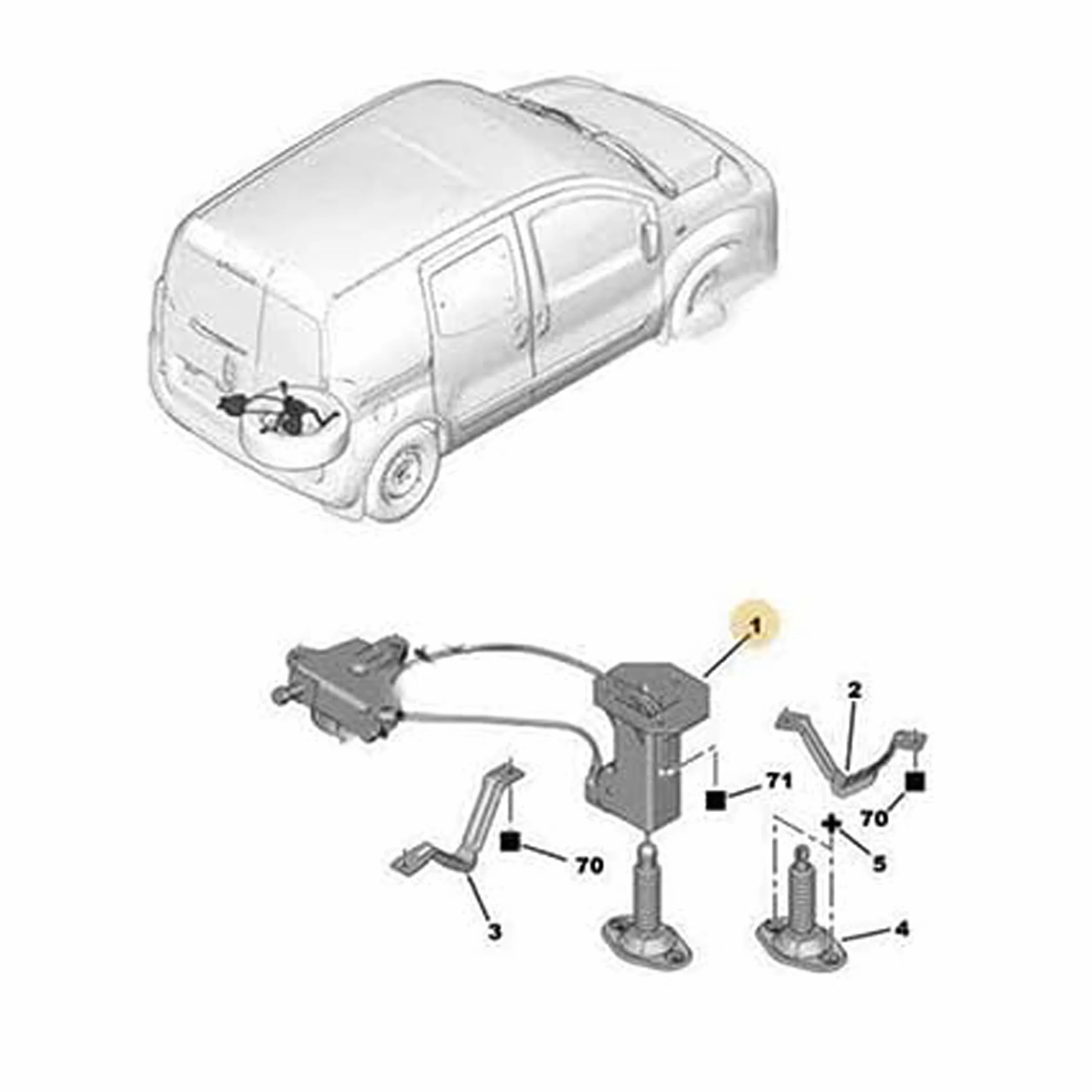Zapasowy bagażnik na koła, mechanizm odblokowujący kompatybilny z Fiorino Bipper Qubo Nemo 7603W5 7603.W5 51910321 1608304580 51880583 (od 2007)