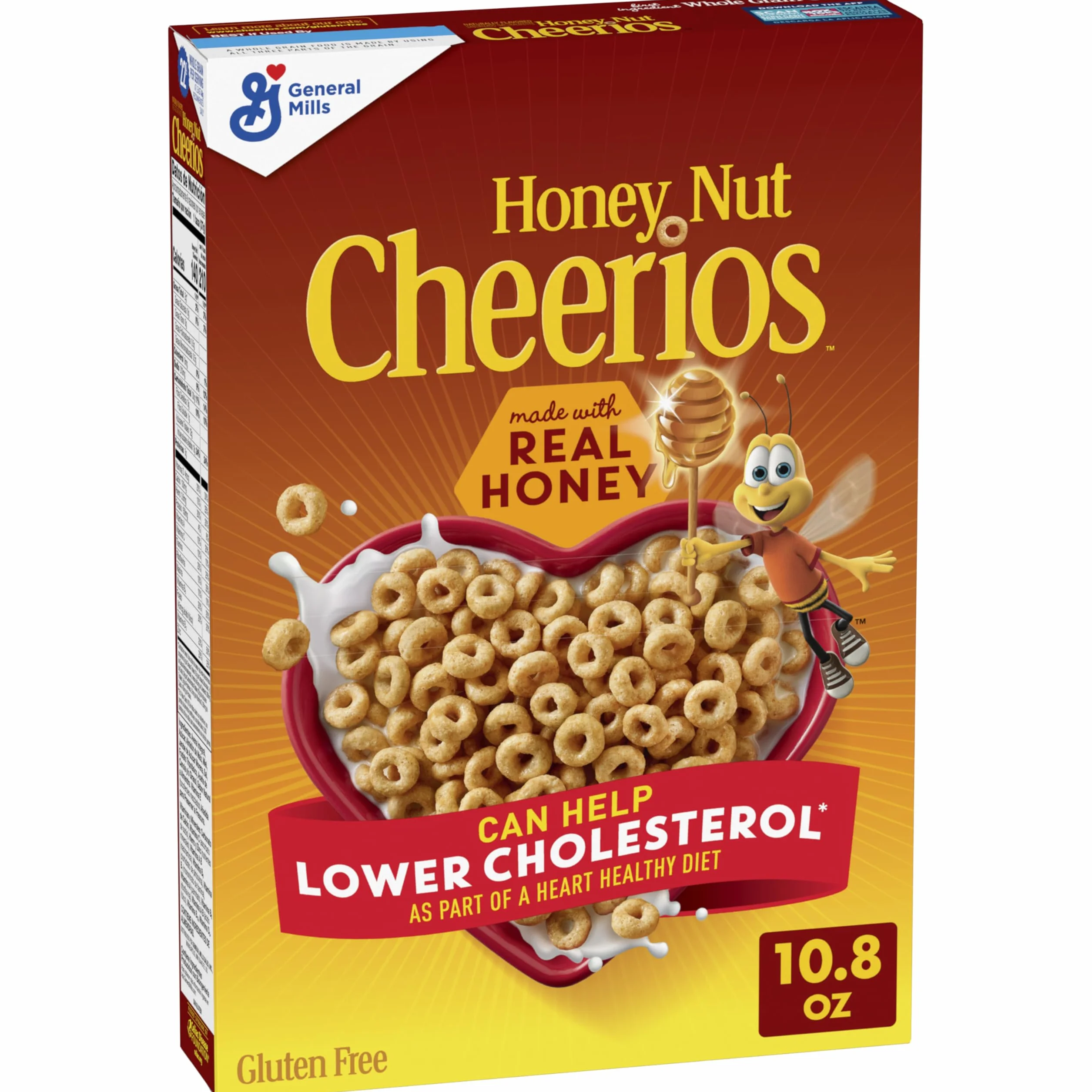 Honey Nut Cheerios Cereal, Limited Edition Happy Heart Shapes, Heart Healthy Cereal With Whole Grain Oats, 10.8 oz
