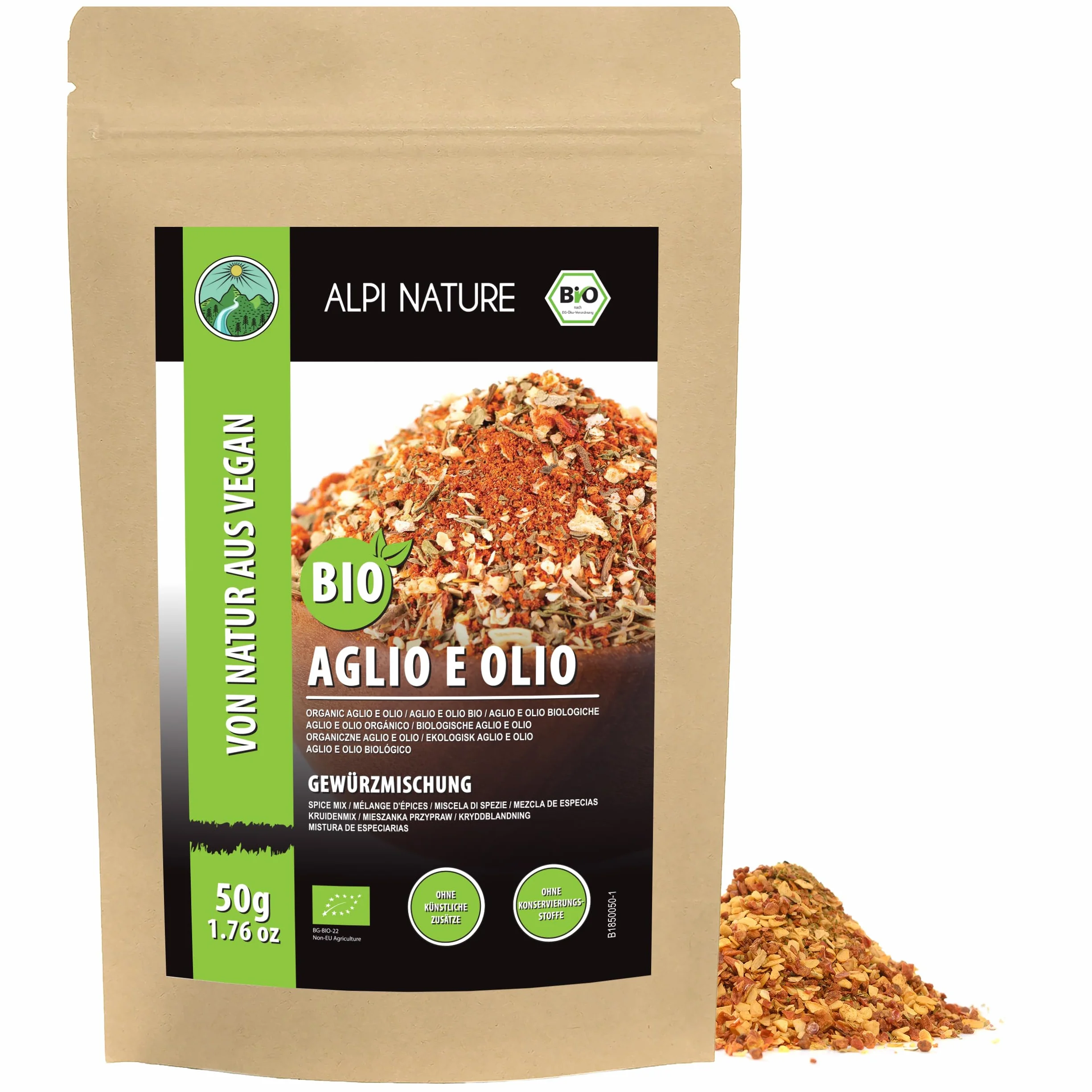 Alpi Nature Ekologiczna Przyprawa Aglio e Olio 50g, Ostra Mieszanka Przypraw