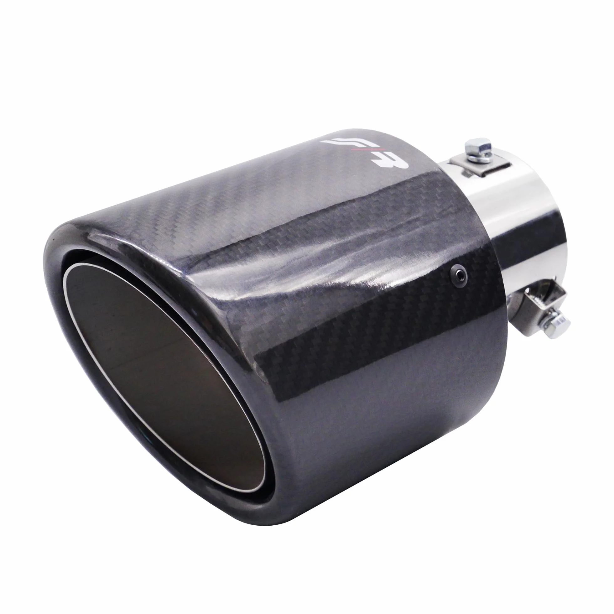 Simoni Racing TRX/121C Uniwersalny zacisk wydechowy, pojedynczy wylot nachylony 114 mm, stal nierdzewna i węgiel