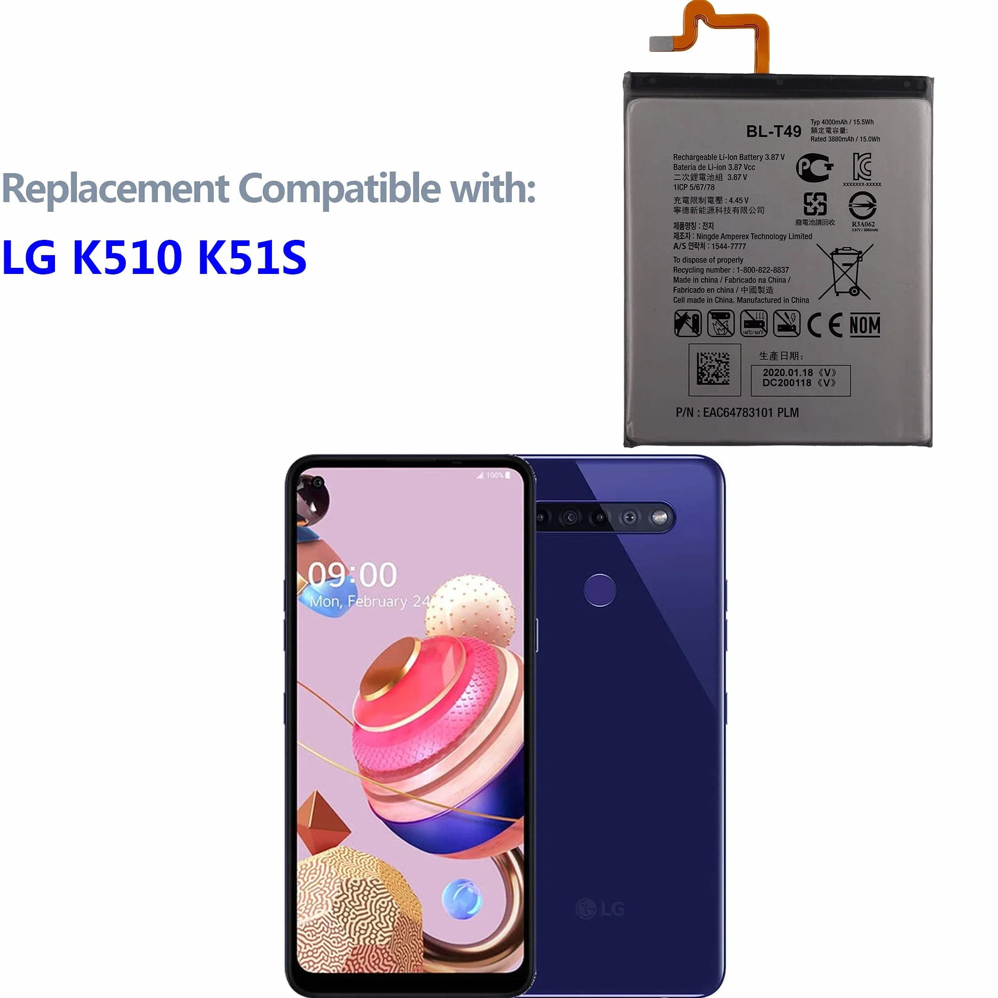 Akumulator BL-T49 kompatybilny z LG K510 K51S LM-K410BMW LM-K510BMW LM-K510HM