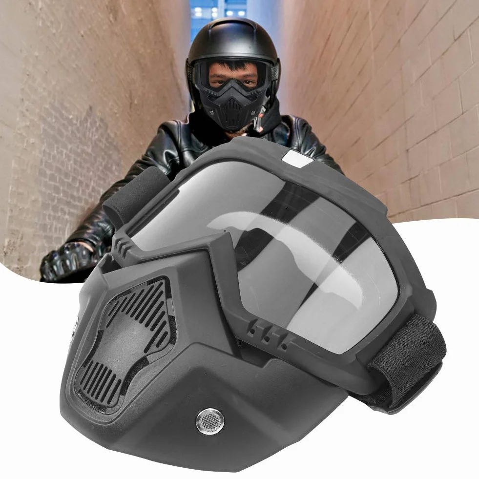 Gogle Maskujące Terenowe Motocyklowe do Kasku - Taktyczne Wiatroszczelne (Przezroczyste)