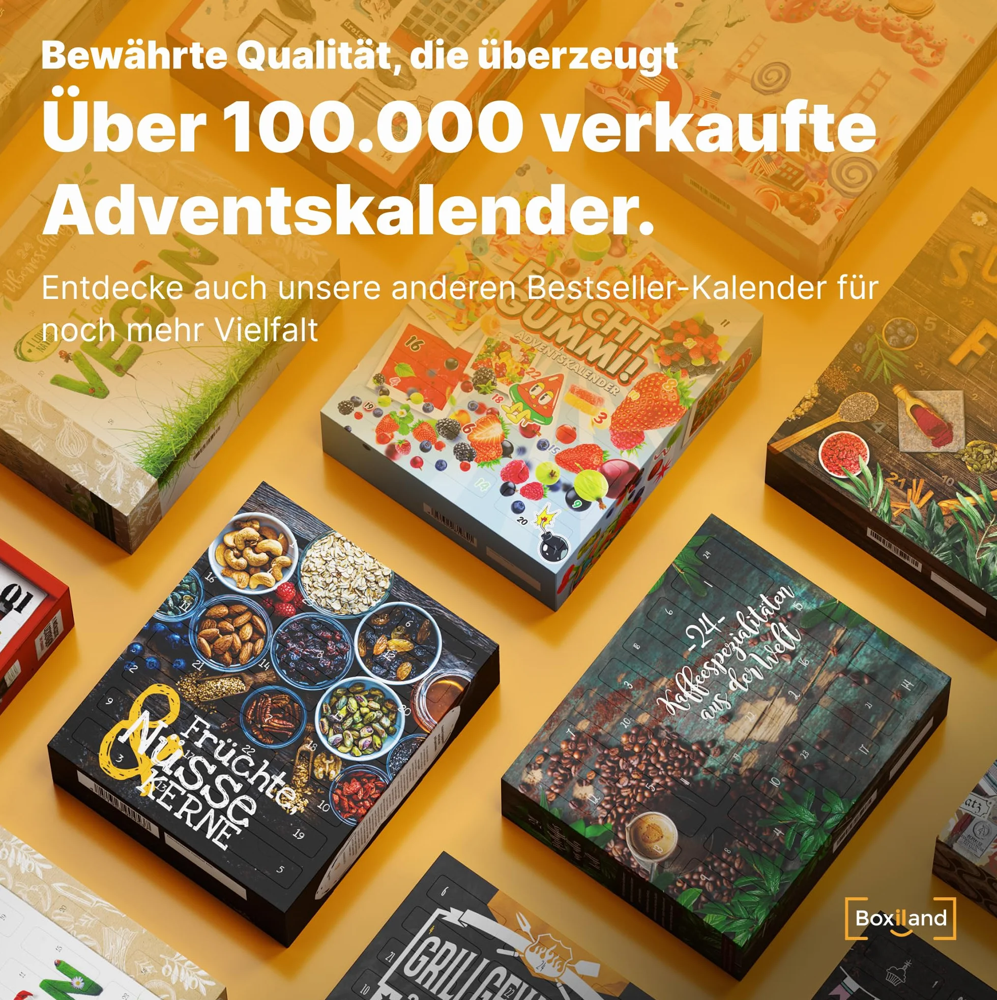 BOXILAND® Owoce, Orzechy, Nasiona – Kalendarz Adwentowy 2025 [24 Zdrowe Przekąski] – Vegan & Bio Przekąski, Zdrowe Owoce Suszone