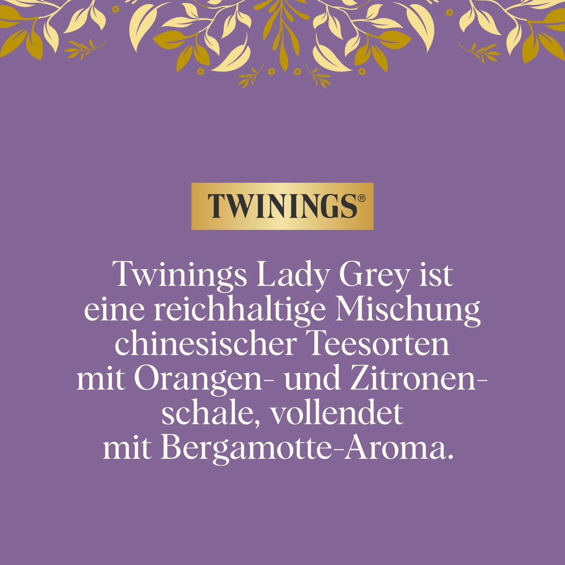 Twinings Lady Grey Czarna herbata w torebkach, mieszanka chińskich rodzajów czarnej herbaty ze skórką pomarańczy i cytryny, uzupełniona aromatem bergamotki, 25 torebek herbaty, 50 g