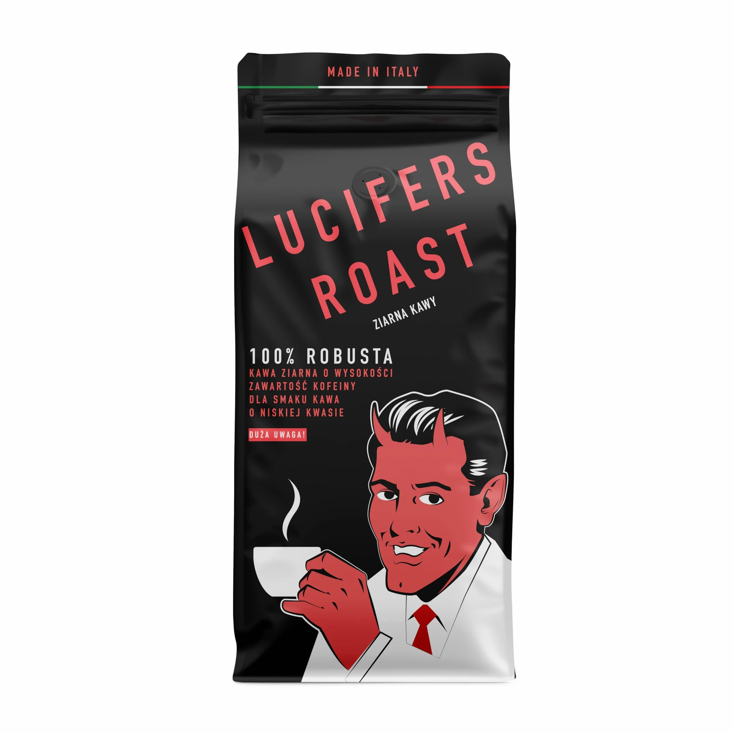 KIQO Kawa ziarnista Robusta 100% 1kg mocna niska kwasowość 571mg kofeiny
