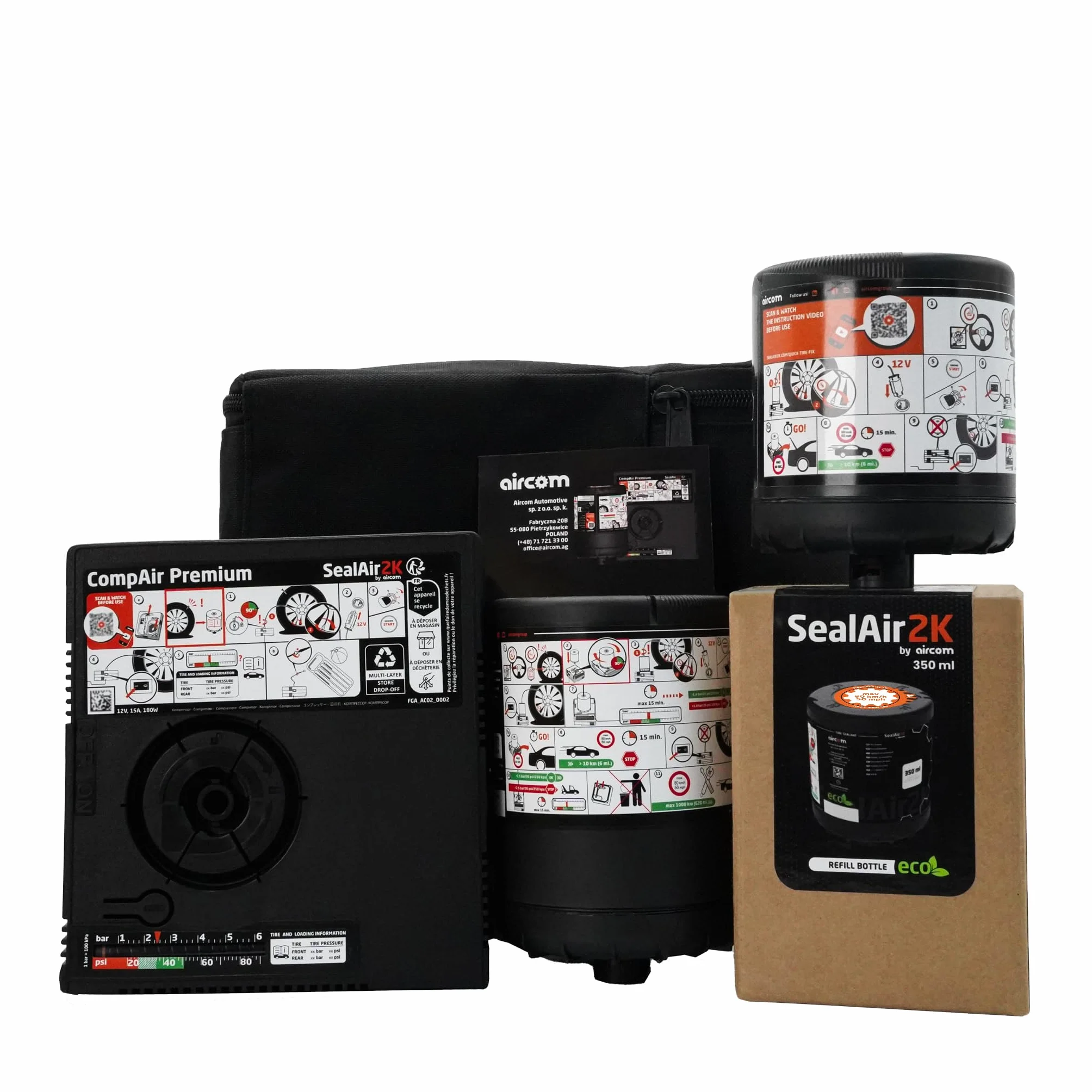Aircom Tire Mobility Kit with Spare Bottle 350 ml