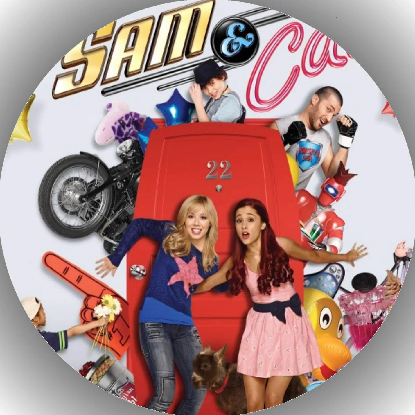 Fondant Nakładka na tort Obraz na tort urodziny Sam & Cat L5