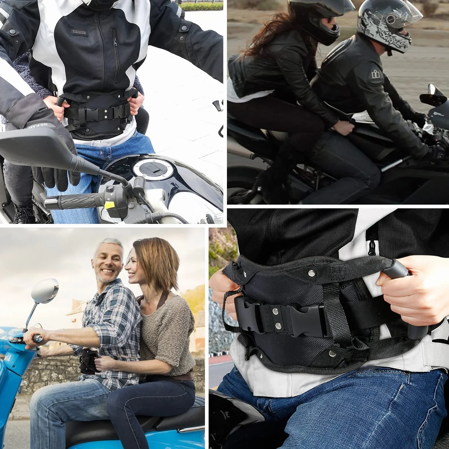 Pas bezpieczeństwa motocyklowego Pas motocyklowy dla pasażera Regulowane pasy bezpieczeństwa motocyklowe dla pasażera tylnego uchwytu motocyklowego, odpowiedni dla wszystkich grup wiekowych