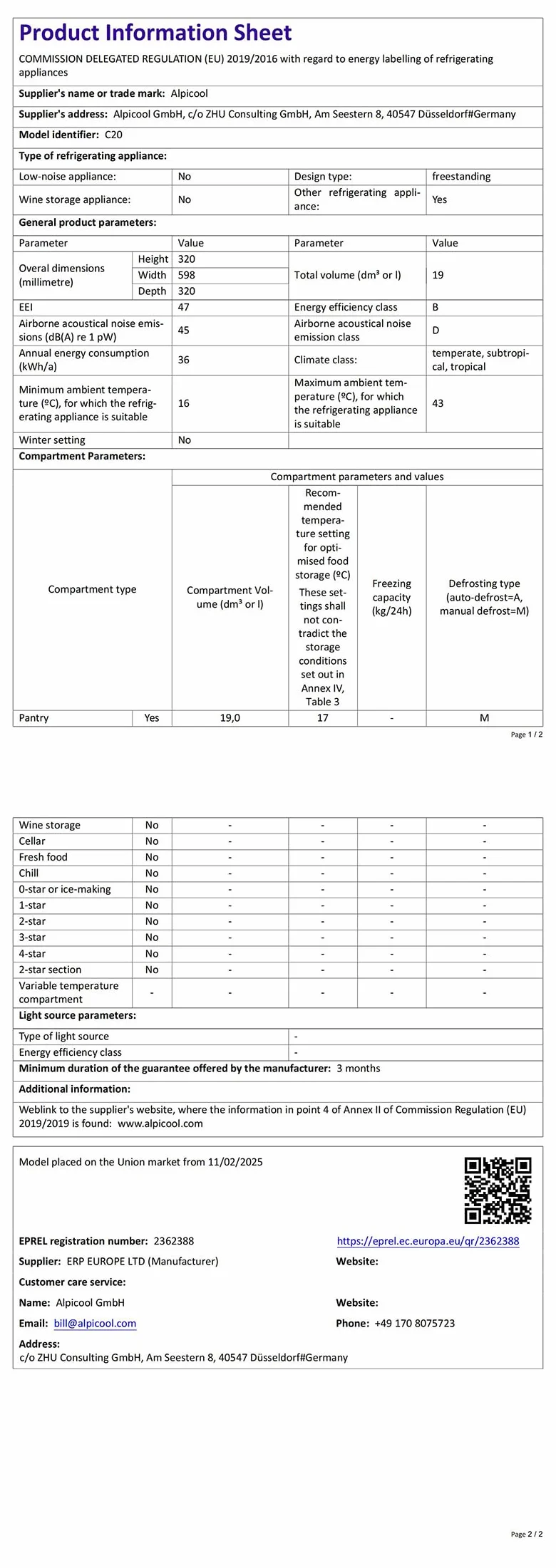 Alpicool EC20 20L Przenośna Lodówka Samochodowa - Chłodziarka 12/24V DC do Auta, Kempingu, Podróży(Bateria nie jest dołączona)