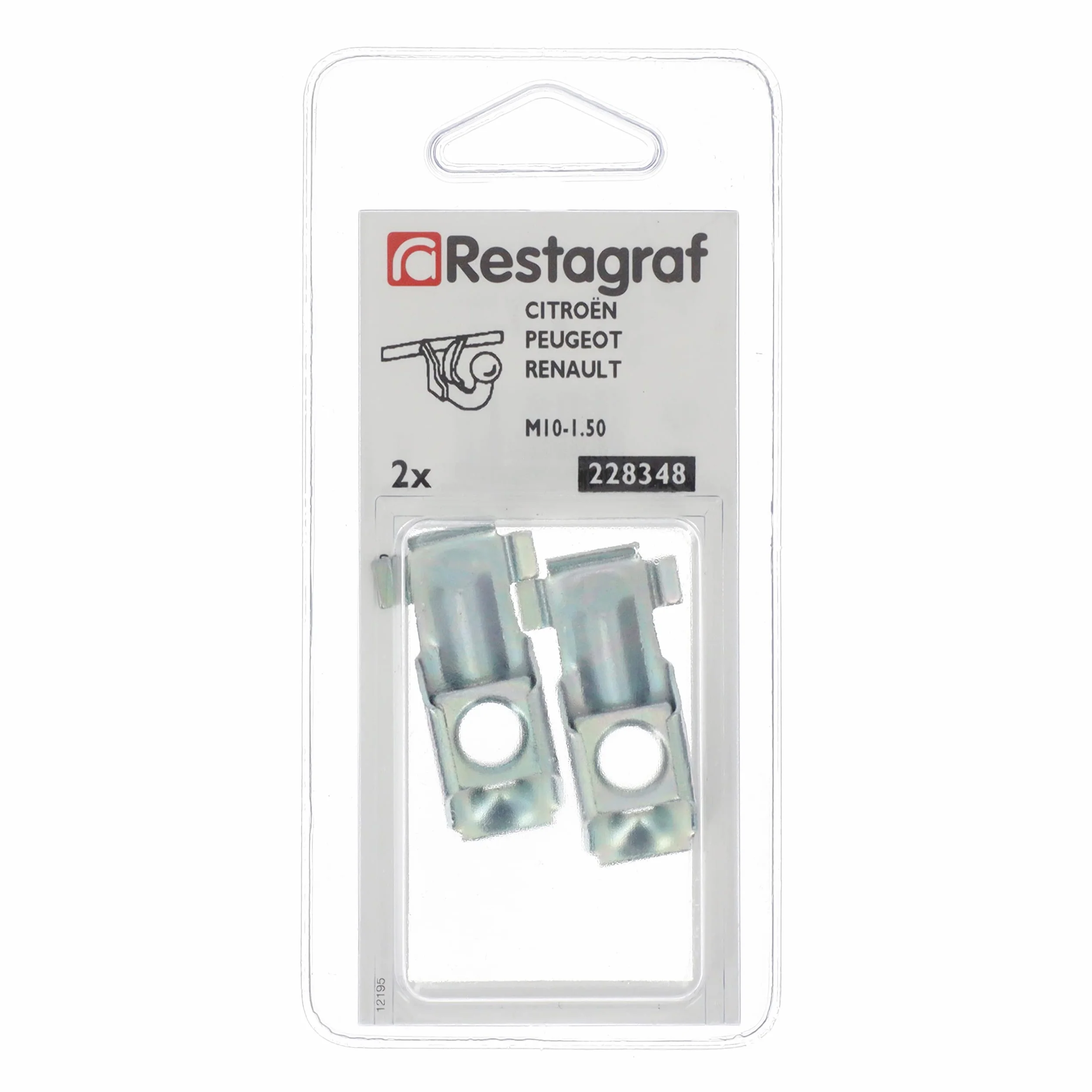 Restagraf Nakrętka metalowa klatka M10 1,50 do haka holowniczego Citroen Peugeot Renault 2 sztuki