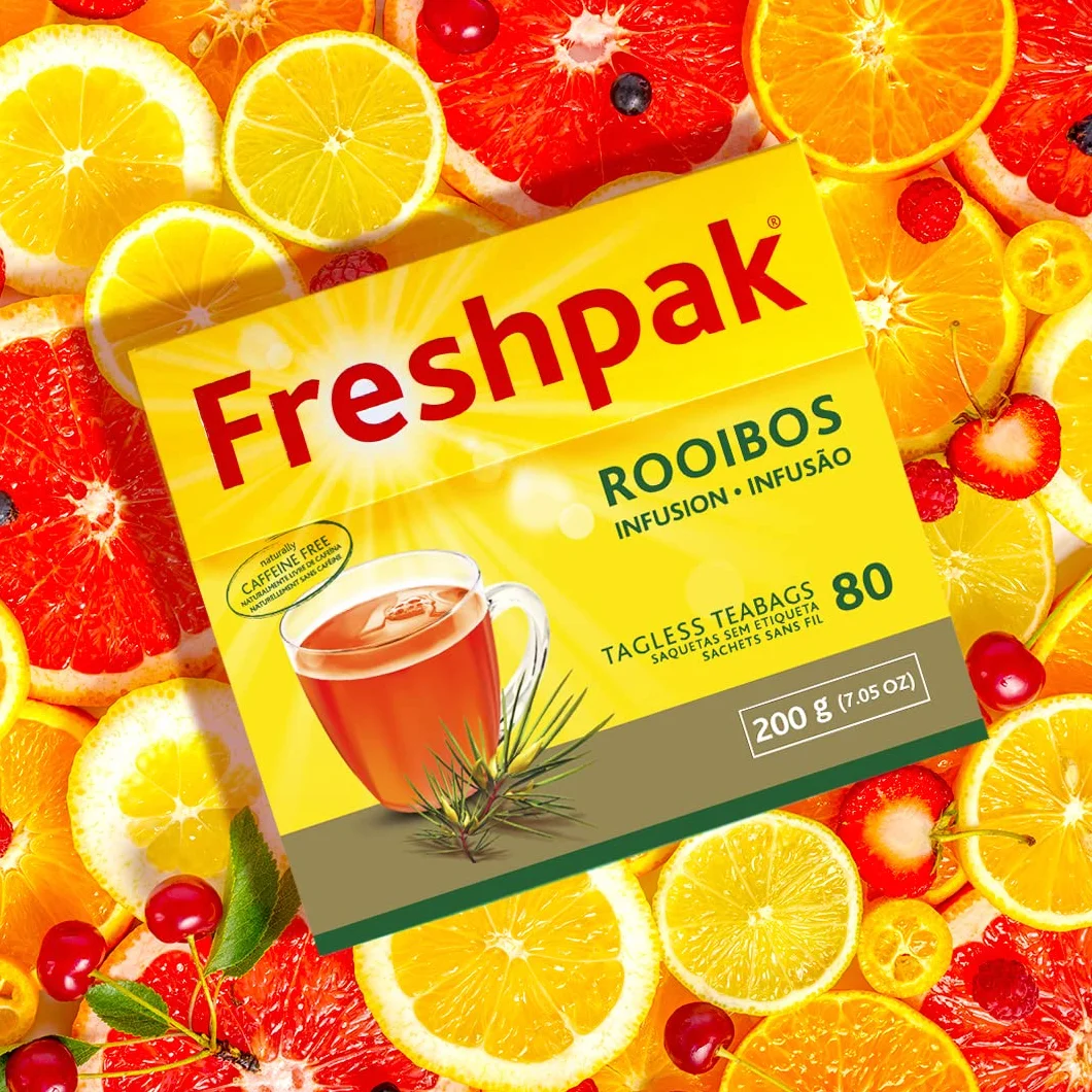 Freshpak Rooibos Tea 80 Tagless Teabags Natural Caffeine Free Keto Friendly South Africa Non GMO
