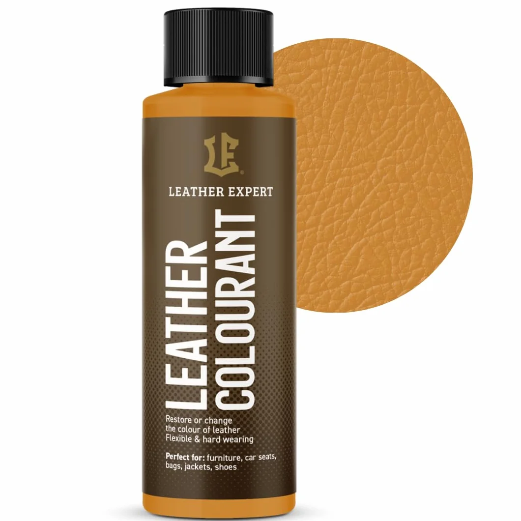 Bardzo kryjąca farba do skóry wodnej Curry – 50 ml Leather Paint do naturalnej i ekologicznej skóry – farba do skóry naturalnej, bez alkoholu, do wszystkich akcesoriów skórzanych – nie odrywa się ani