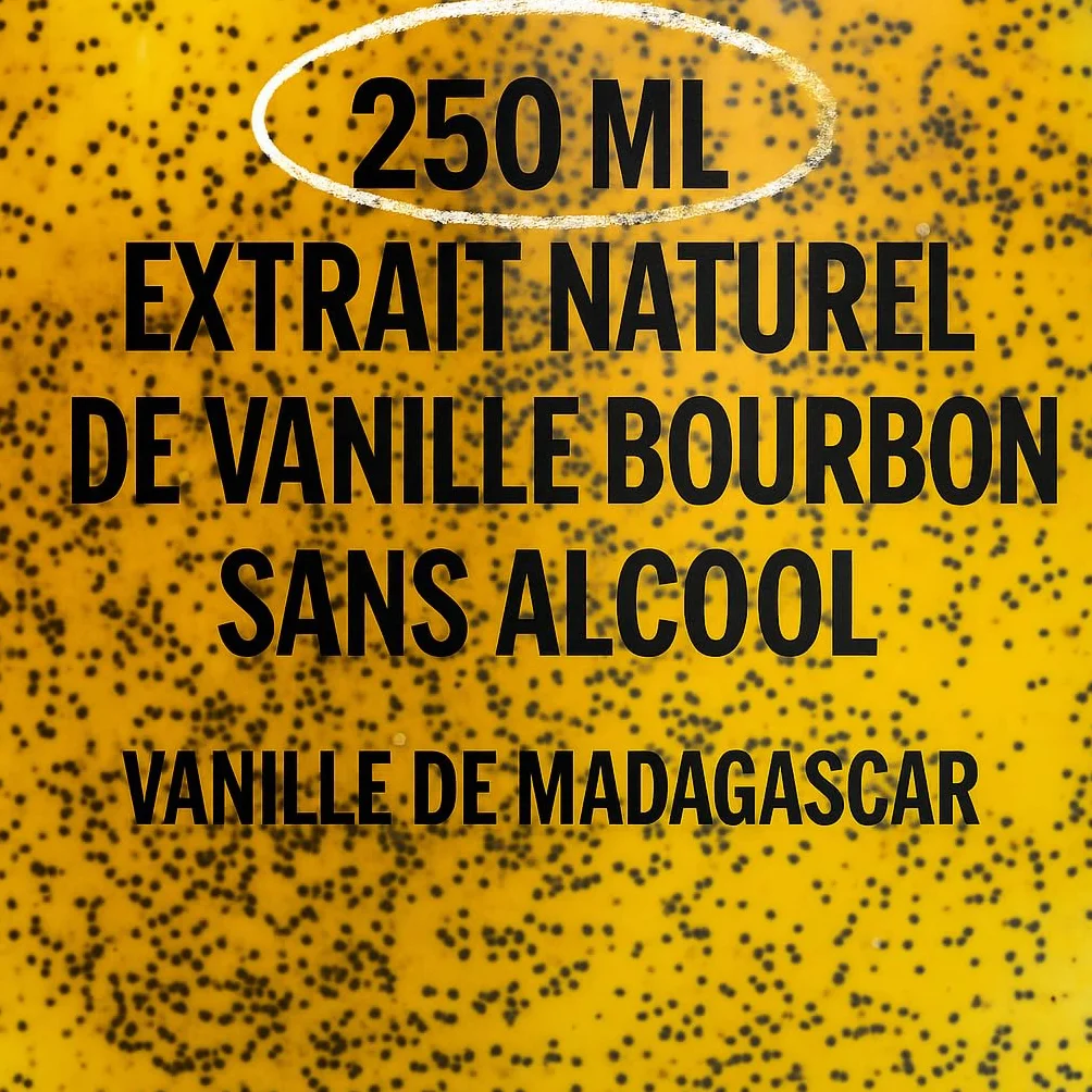 NATURALNY EKSTRAKT Z WANILII Bourbon 250ml - Bezalkoholowy - Czysty i Rękodzieło - Idealny do gotowania i pieczenia - (Francuska firma)