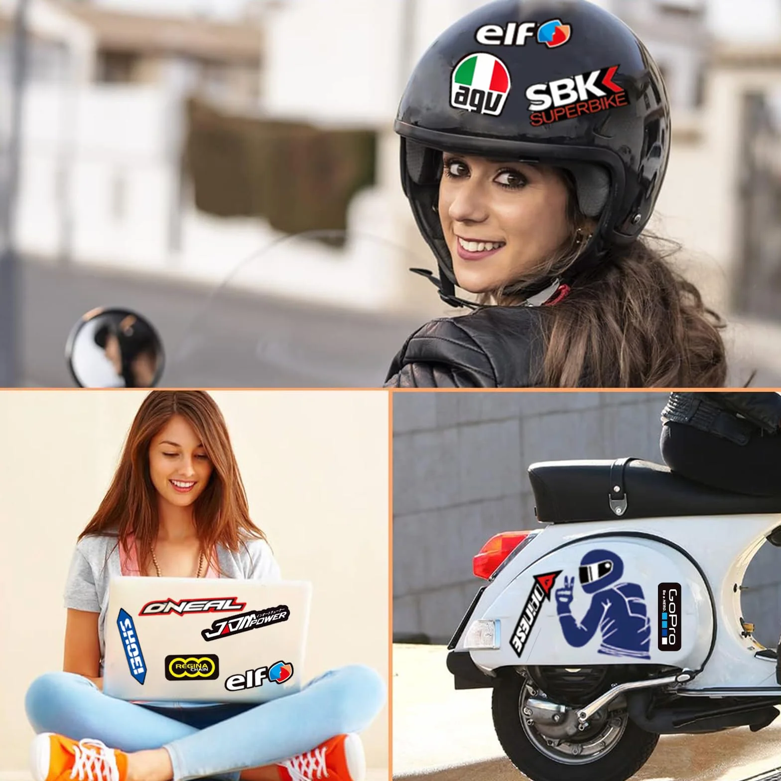 Naklejki na Motocykl Samochód Kask 3 Obrazy Wyścigowe Sponsorskie
