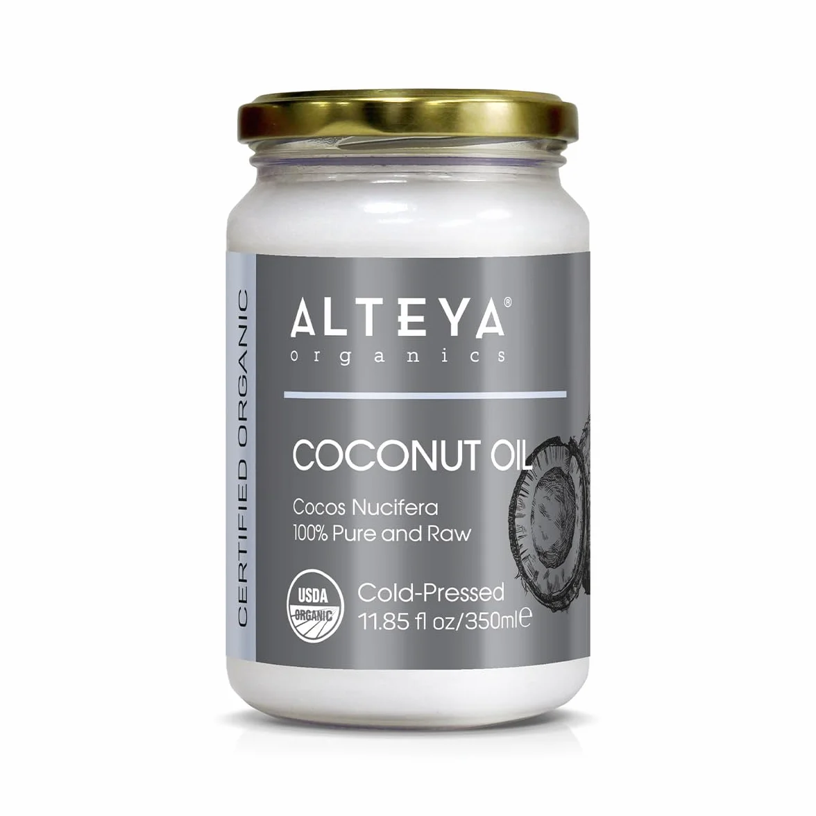 Alteya Bio Extra Virgin olej kokosowy 350 ml – Sri Lanka – 100% certyfikowane USDA czyste masło do ciała, włosów i ust