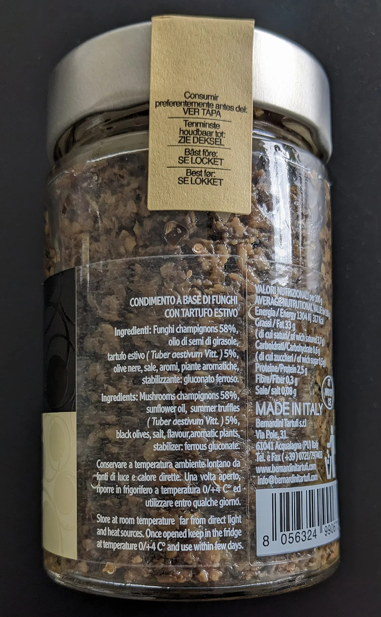 Bernardini Tartufi Sos truflowy z truflą letnią i pieczarkami 180g