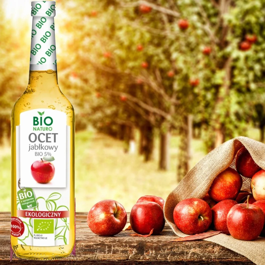 BIONATURO Organiczny ocet jabłkowy 5% 700ml - Niefiltrowany - Naturalnie mętny - Wegański