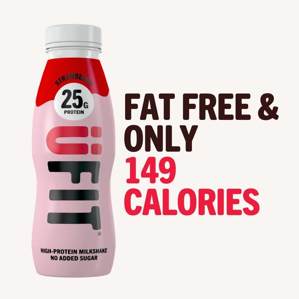 UFIT High 25g Protein Shake - smak truskawkowy - bez tłuszczu - bez dodatku cukru - gotowy do picia - 10 x 330 ml (opakowanie może się różnić)