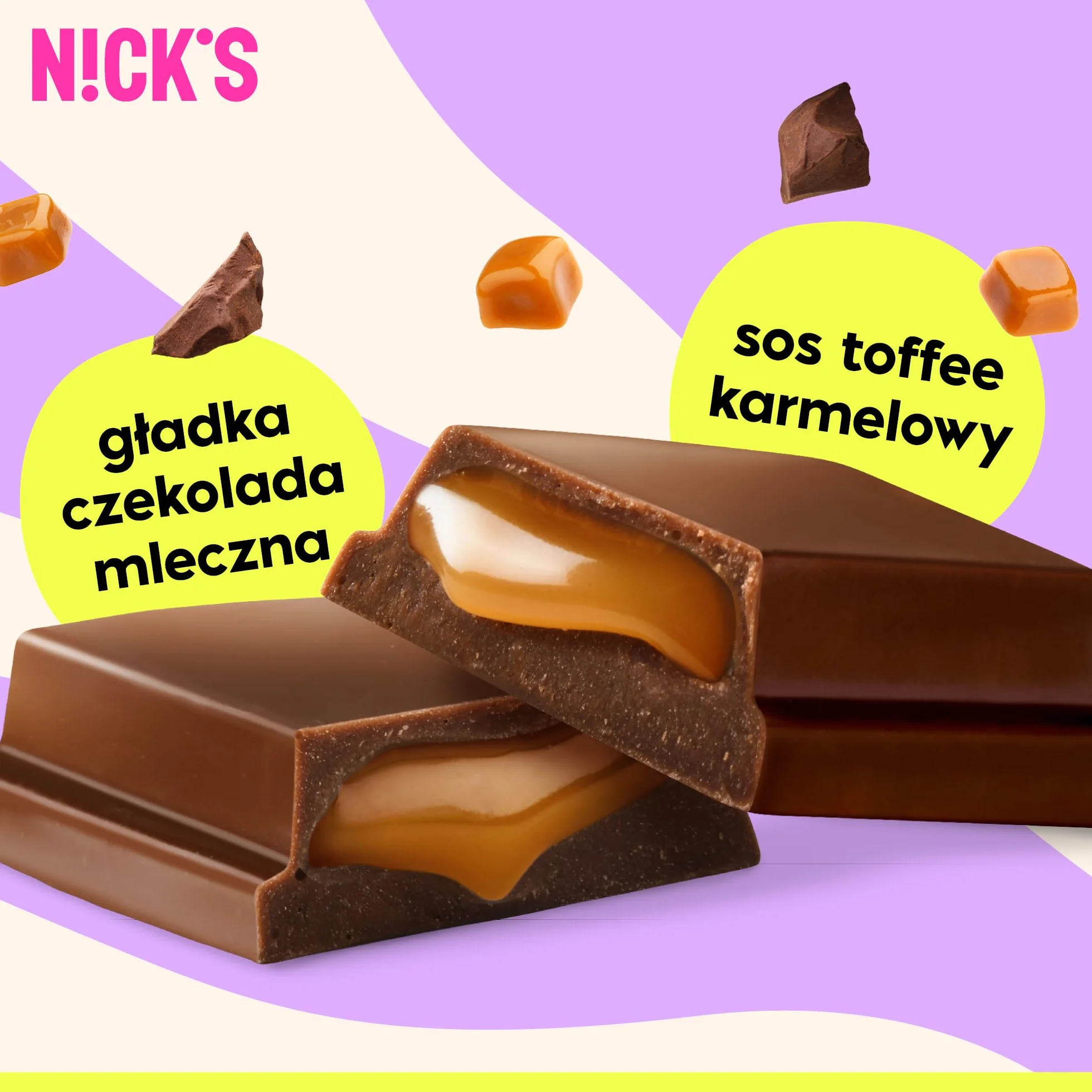 NICKS Soft toffee batonik czekoladowy keto bez cukru low carb 110 kalorii 3.5g węglowodanów netto 15x28g