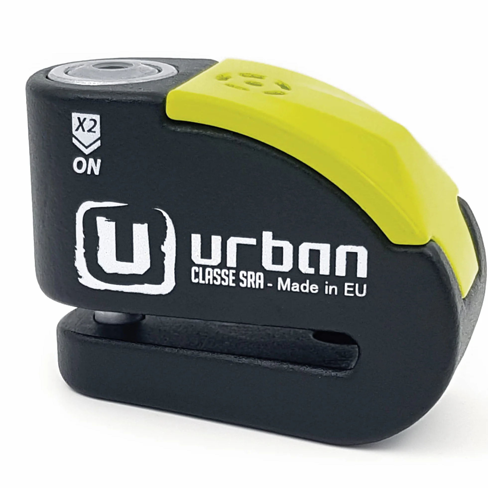 Urban UR10 Blokada Dysku Alarmowego Anti-Theft Disc Lock z alarmem 120 dB + ostrzeżenie, certyfikat High Security CLASSE SRA, wałek 10 mm, wyprodukowano w UE