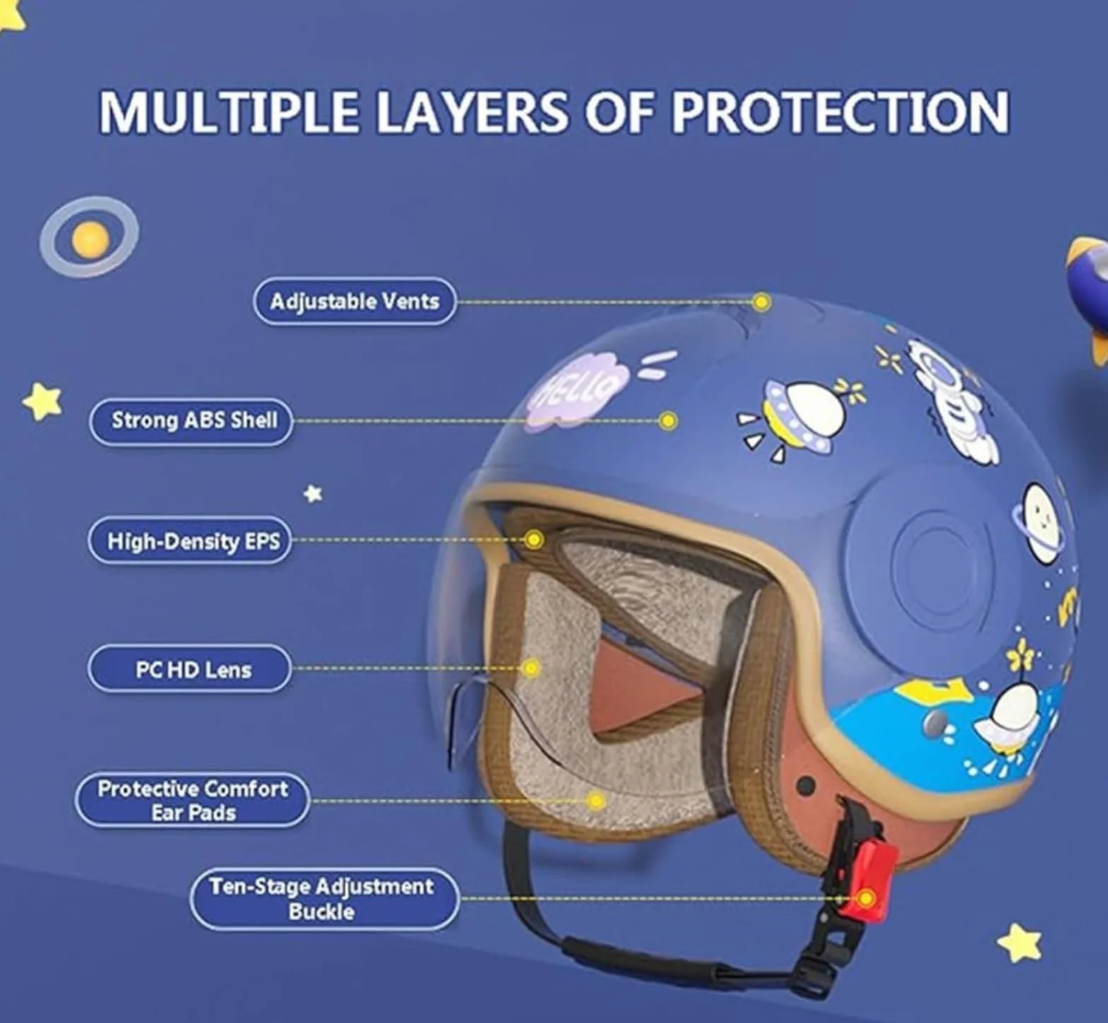 Dziecięcy kask motocyklowy, kask na skuter, kask jet z wizjerem przeciwsłonecznym, ładny kask, kask skuter dla dziewczynki, dziecięcy kask rowerowy, dla dzieci w wieku 5-12 lat
