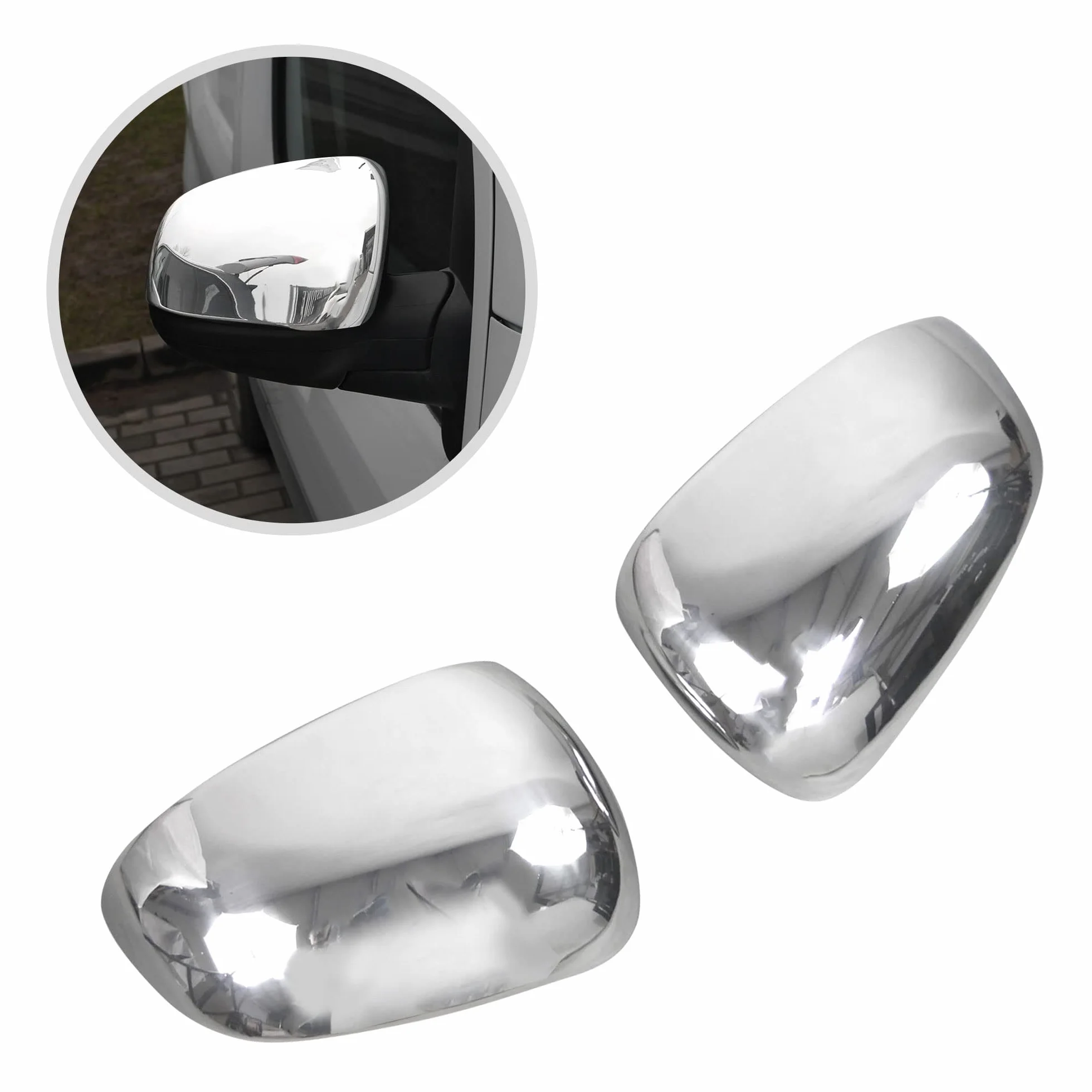 CHROMEMASTER | Nakładki na Lusterka Zewnętrzne | Kompatybilne z Renault Kangoo 2012-2021 | Stal nierdzewna; Osłony Lusterek to Niepowtarzalny Wygląd Auta i Ochrona Przed Uszkodzeniem