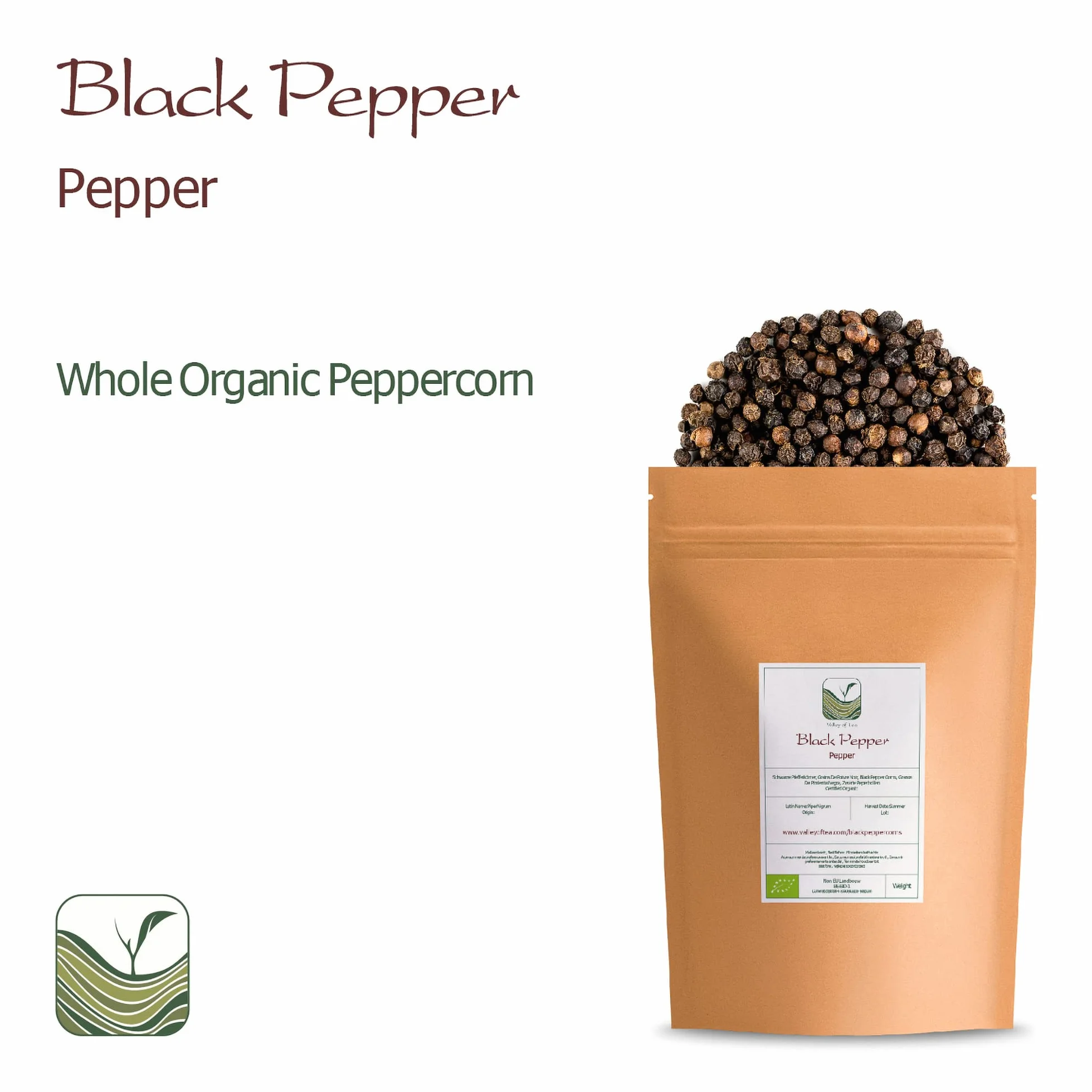 Organic Black Pepper Whole Corns Gourmet Black Peppercorn For Grinders