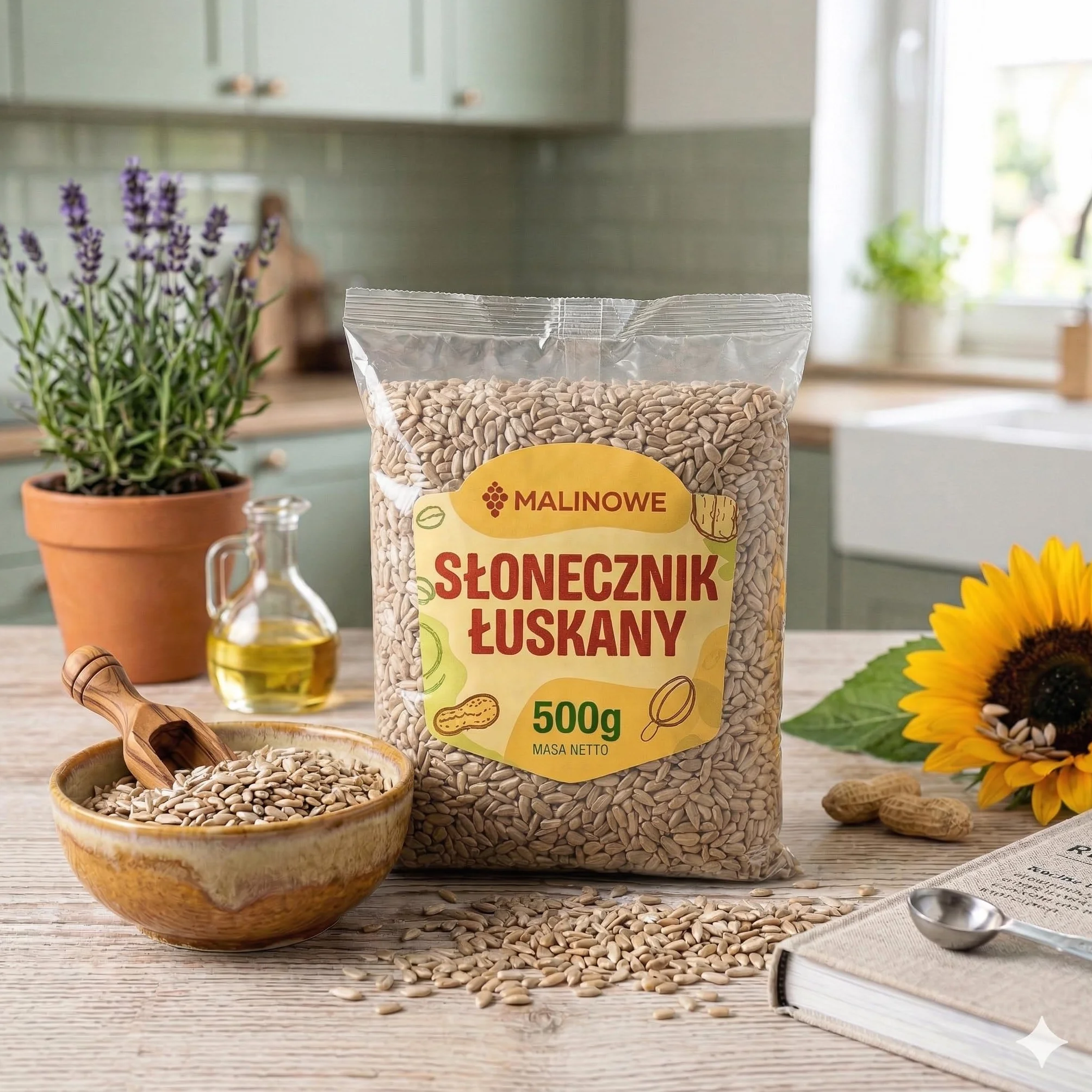 Malinowe SŁONECZNIK ŁUSKANY 500g Nasiona słonecznika Wysoka Jakość