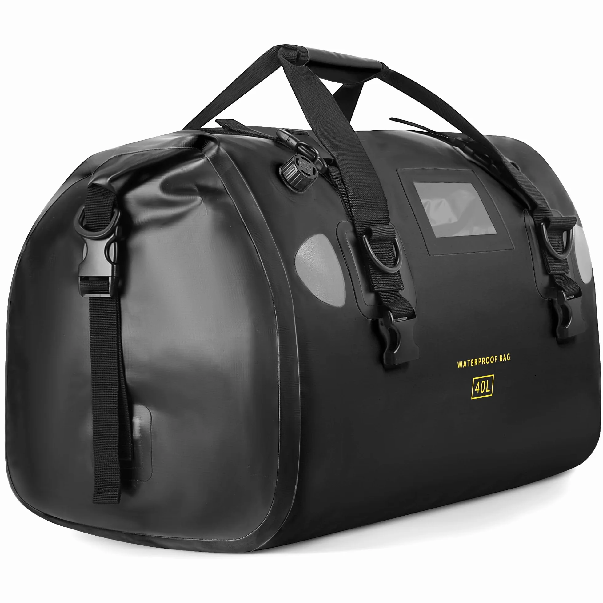 HOMIEE Torba motocyklowa na tylną torbę, 40 l, wodoszczelna, na bagażnik rowerowy, duża, z paskami szybkiego zamykania, na wycieczkę, kemping, motocykl, jazdę na rowerze, sportów wodnych (czarna)