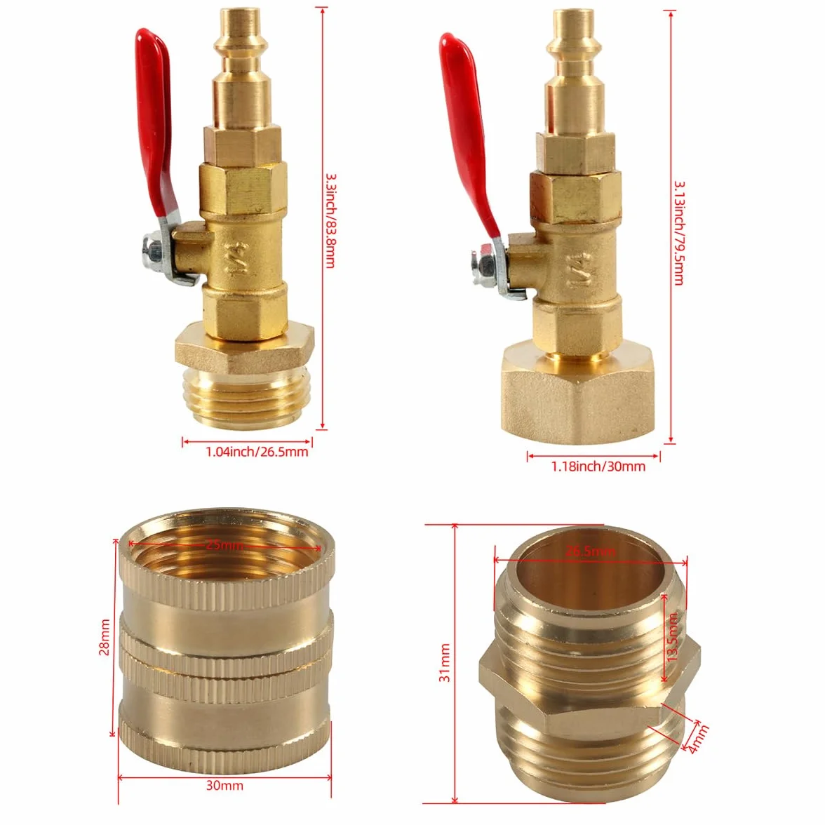Winterize Blowout Adapter z 1/4 '' męskim szybkim połączeniem i 3/4'' męskim gwintem GHT RV Blowout połączonym z zaworem
