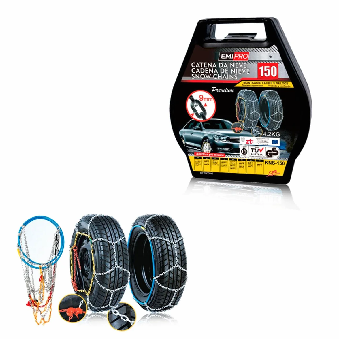 A2ZWORLD Łańcuchy śniegowe 235/50R20 265/40R20 285/35R20 295/30R20 305/30R20 245/45R21 265/35R21, 275/35R21, 285/300R21, 285/300 R21, 2 55/3. 5R22, 265/30R22, 285/25R22