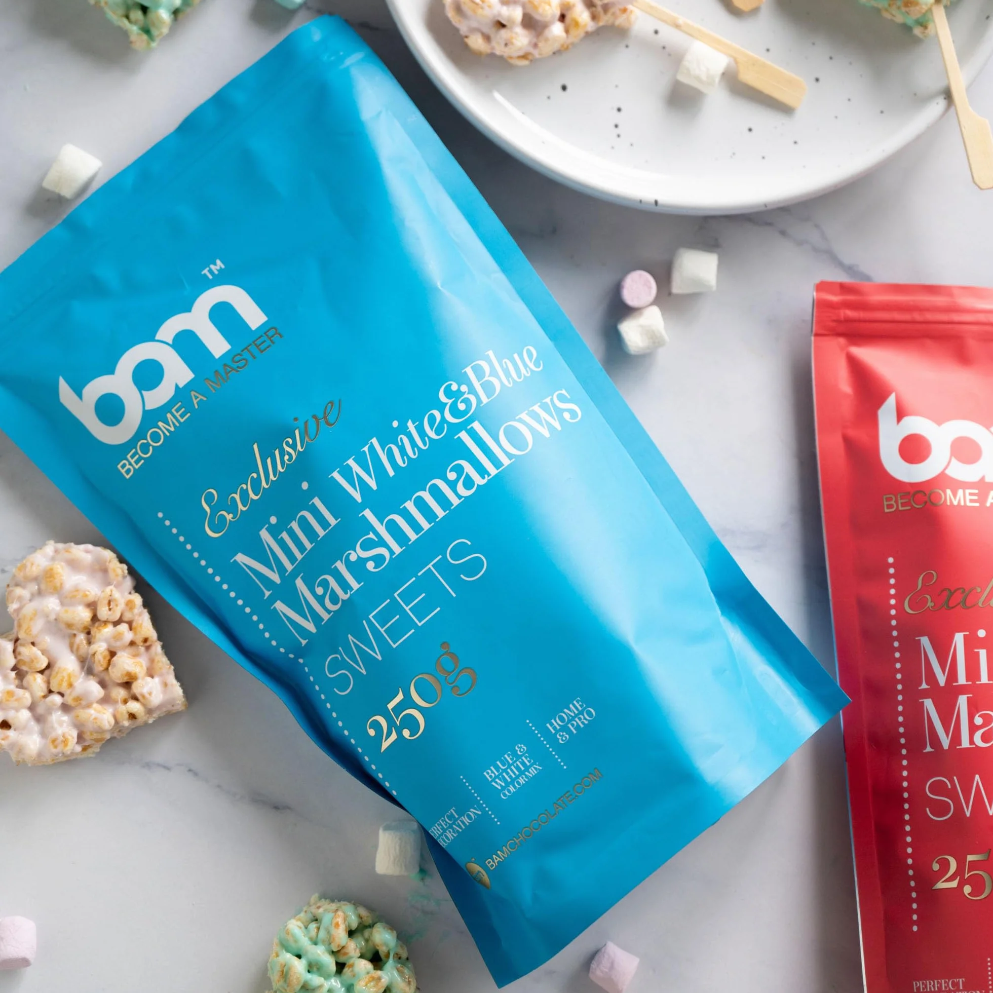BAM Mini Marshmallow 250 g - słodkie marshmallows do gorącej czekolady, deserów i dekoracji