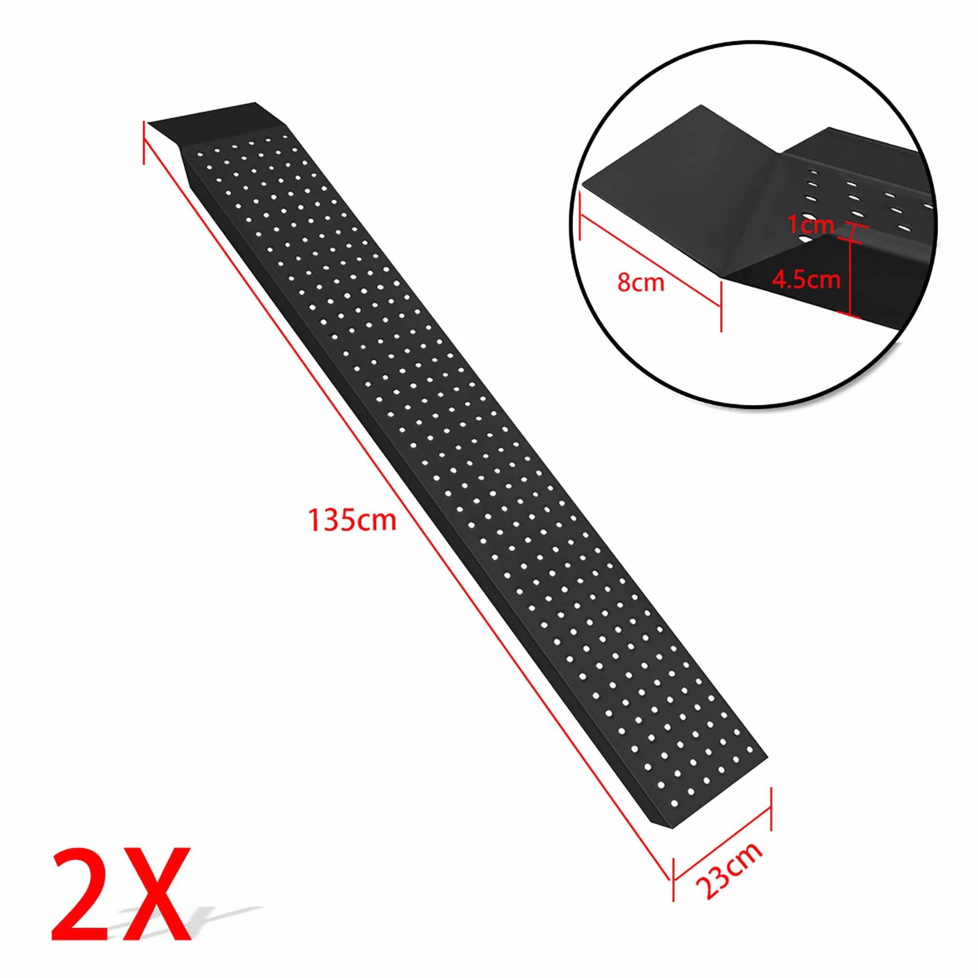 UISEBRT Rampa najazdowa, 2 sztuki, rampa załadunkowa, do 400 kg – 135 cm, stal ocynkowana, szyna załadunkowa, antypoślizgowa rampa do przyczepy, do samochodu, motocykla, kosiarki, kolor czarny