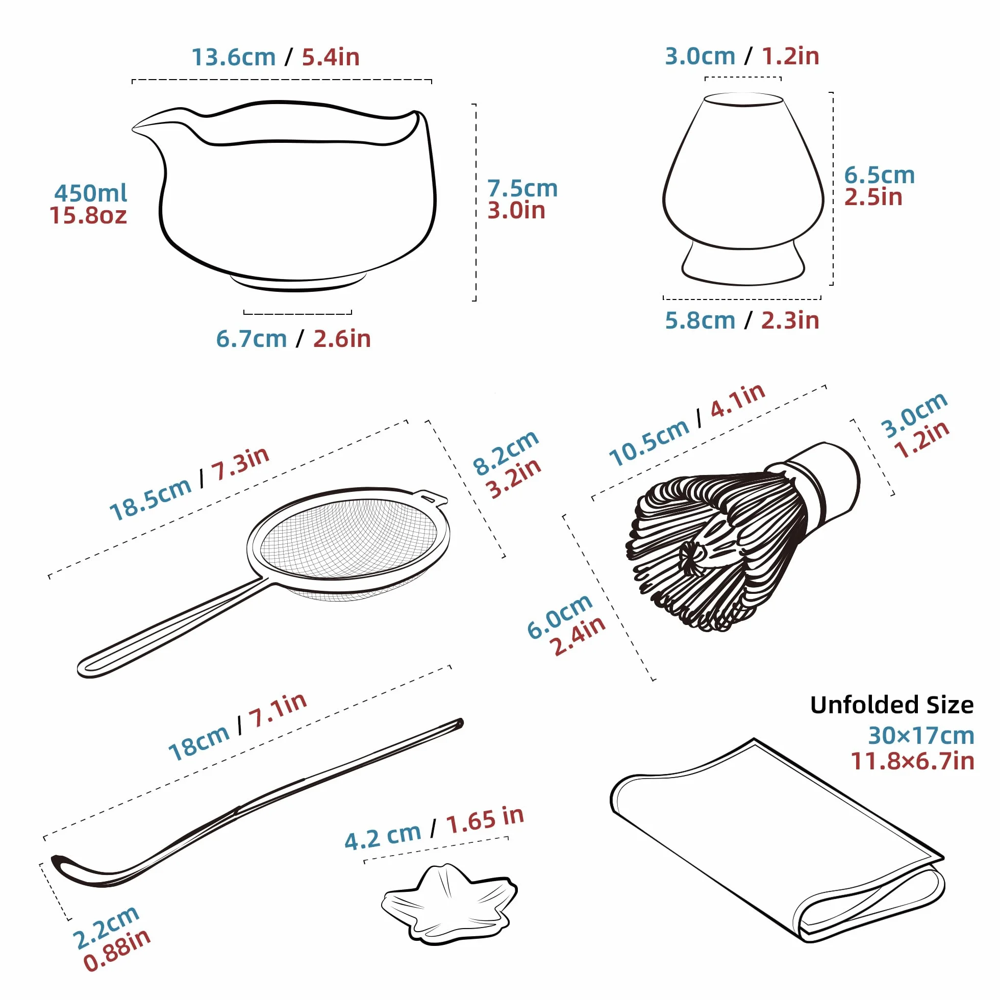 TEANAGOO Zestaw 7 różowych trzepaczek do matcha z motywem kwiatu wiśni, kompletny zestaw ceremonii, ceramiczna miska do chawan z wylewką, trzepaczką i akcesoriami, tradycyjny zestaw do herbaty matcha